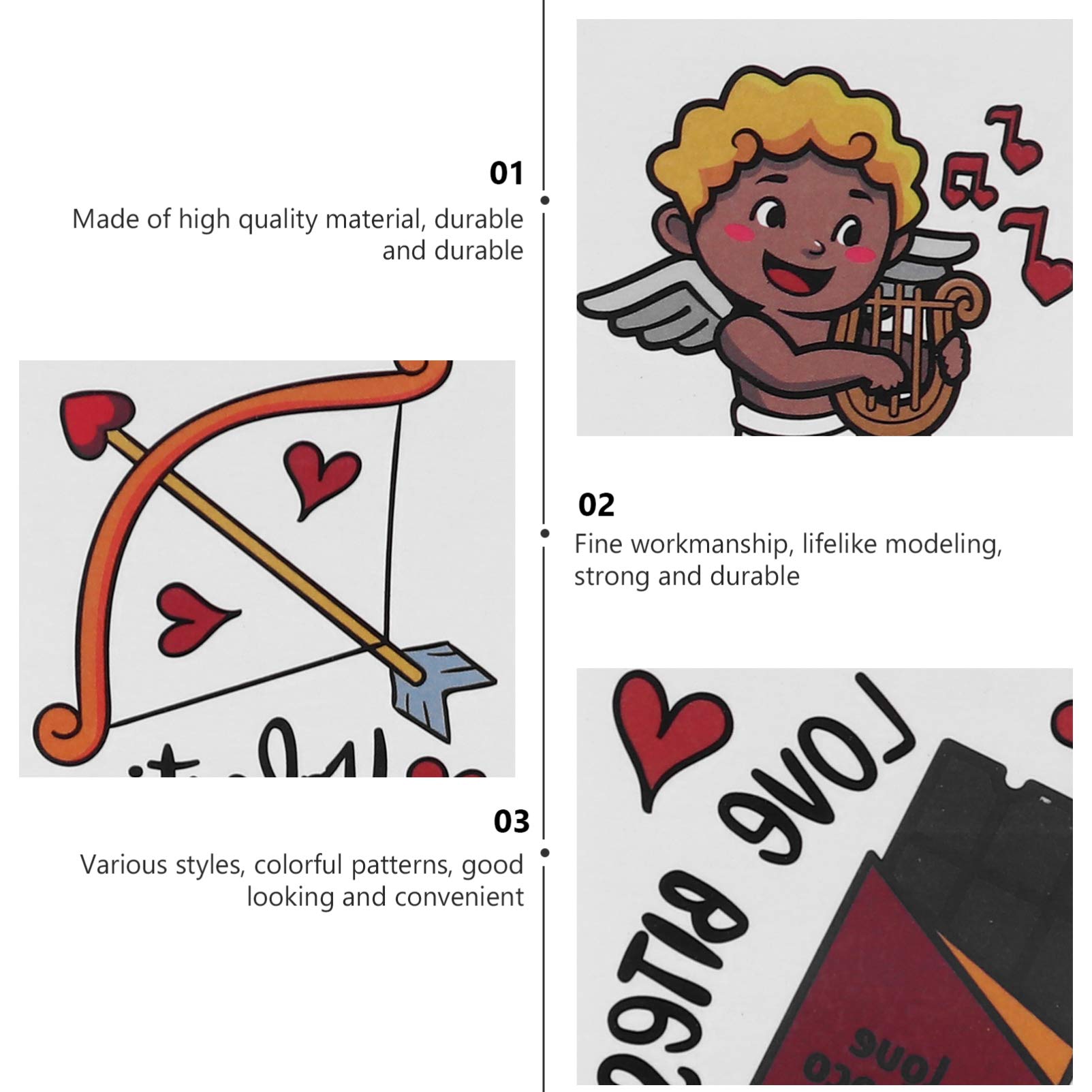 EXCLUZO 40 Sheets Heart Shaped Temporary Tattoos - Cute Cartoon Body Art Stickers for DIY Crafts, Party Favors & Holiday Decorations - Perfect for Adults, Teens & Festival Events