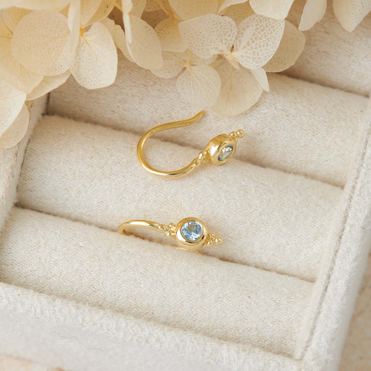 14K Gold Blue Topaz Stud Earrings for Women - Perfect for Weddings, Parties & Everyday Elegance