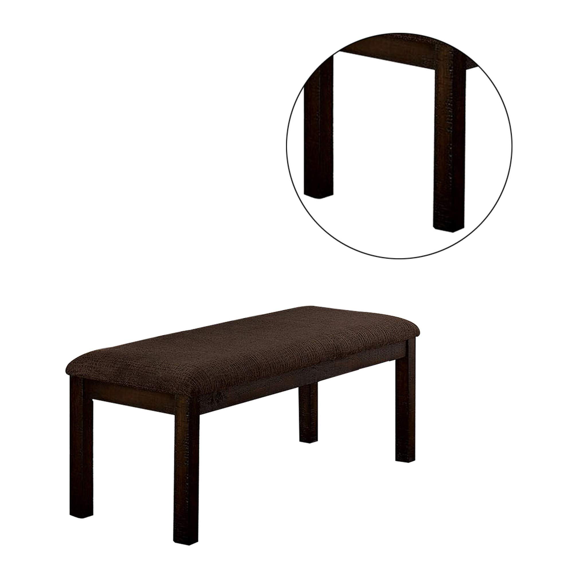 Benjara BM230635 18 Inch Padded Bench with Solid Wood Frame, Brown - Perfect for Entryway, Bedroom, or Living Room Seating