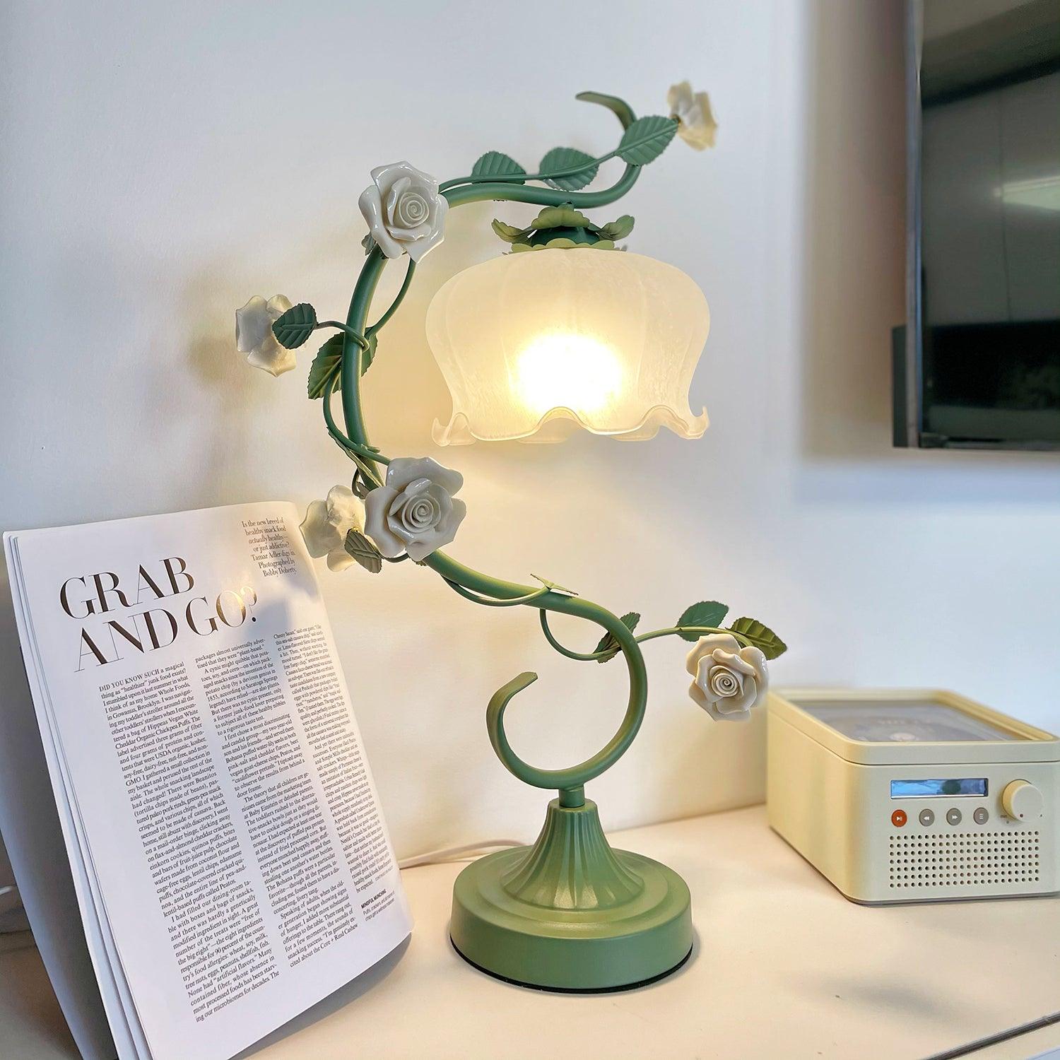 Ron Rose Flower Table Lamp - Elegant Decorative LED Night Light for Bedroom, Living Room, and Office - Perfect for Home Decor, Romantic Ambiance, and Gift Giving