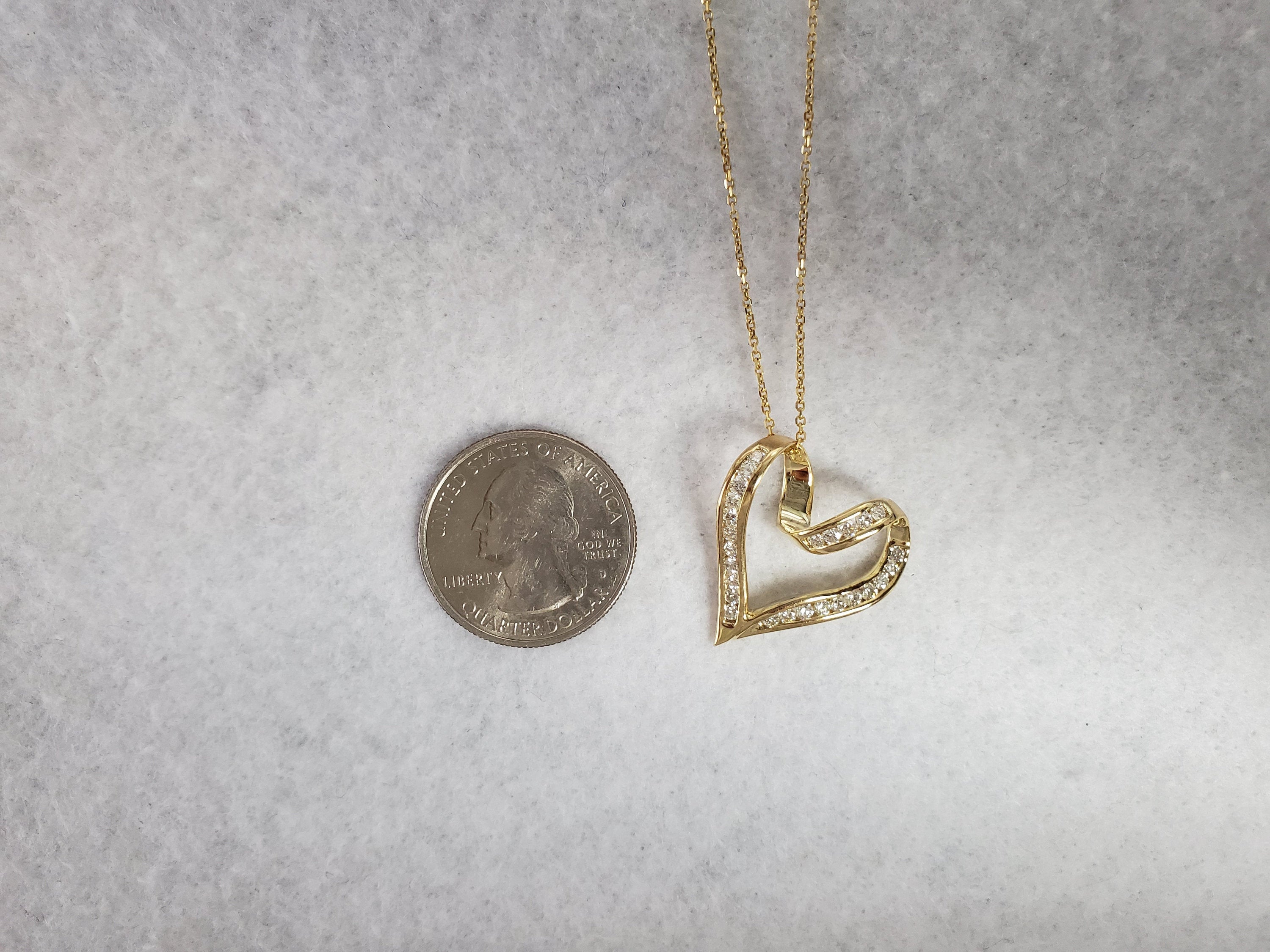1/2 Carat Diamond Floating Heart Pendant Necklace in 14K Yellow Gold - Perfect for Anniversaries, Valentine's Day & Romantic Gifts