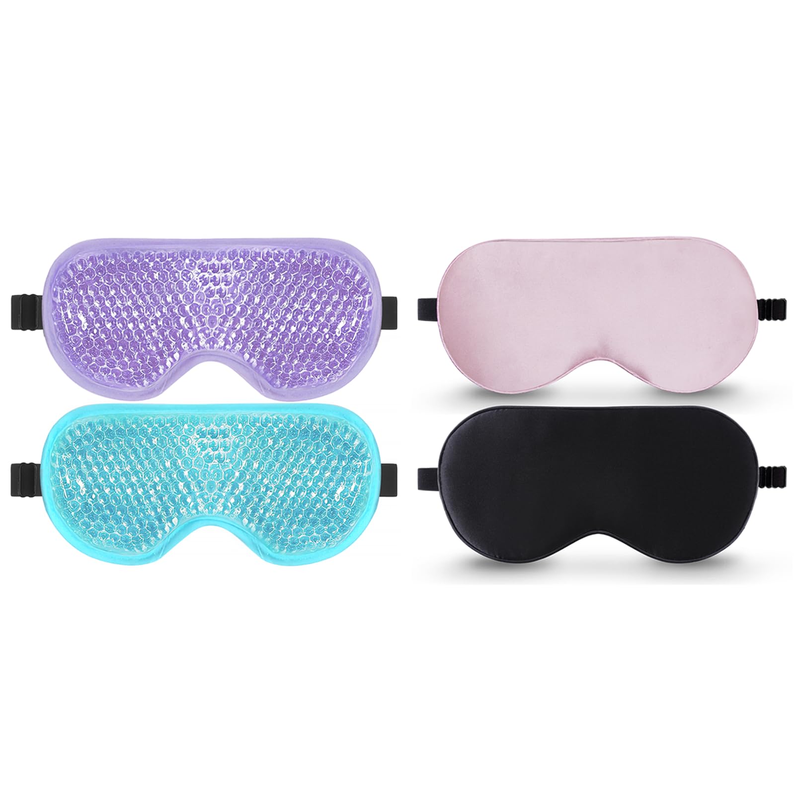 BeeVines Cooling Gel Eye Masks for Puffy Eyes & Dark Circles - Soothing Silk Sleep Mask for Women & Men - Perfect for Travel, Spa, and Nighttime Relaxation