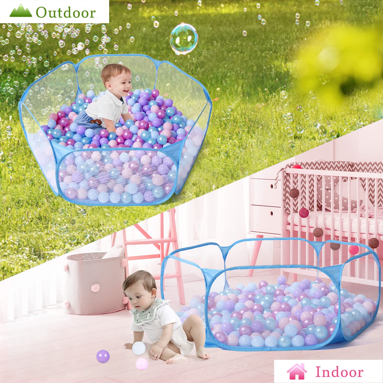 STARBOLO Kids Ball Pit Play Pool - Foldable Play Tent for Boys & Girls, Indoor Outdoor Toy Ball Pit with Carry Bag, Perfect for Birthday Parties, Daycare, Playroom & Backyard Fun (Blue)