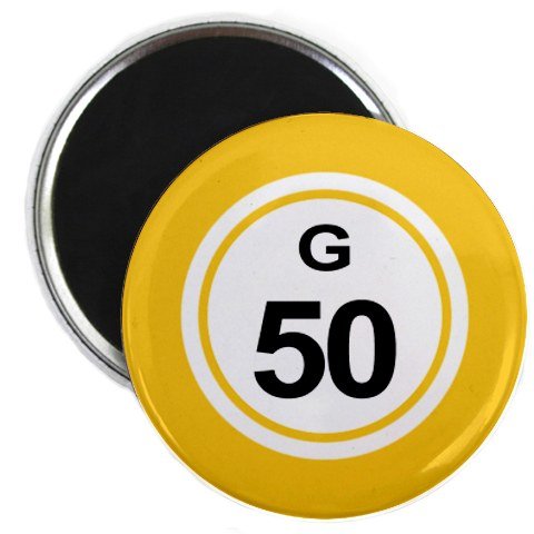 Bingo Ball G50 FIFTY Yellow 2.25 Inch Refrigerator Magnet - Fun Kitchen Decor for Fridge, Office & Dorm Room