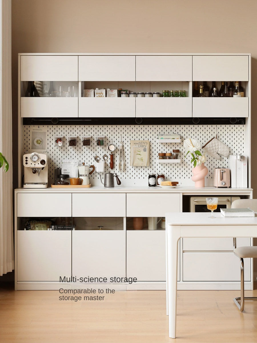 Solid Poplar Wood Wall-Mounted Cream Style Dining Sideboard - Perfect for Small Spaces, Kitchens, and Dining Rooms