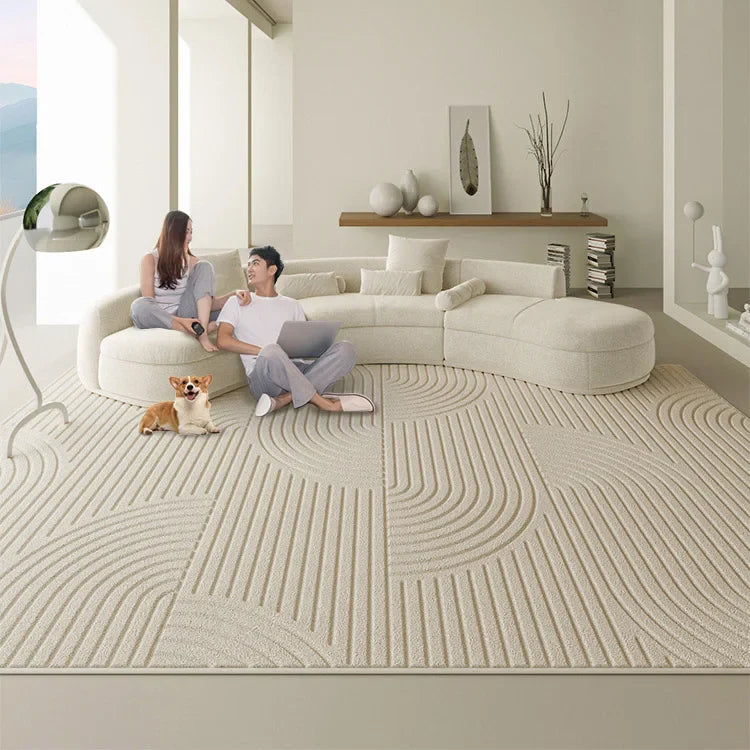 Modern Geometric 3D Diatom Silk Rug - Elegant Non-Slip Living Room Carpet | Durable & Soft Home Decor for Bedroom, Office, Nursery - Perfect for High-Traffic Areas & Cozy Spaces