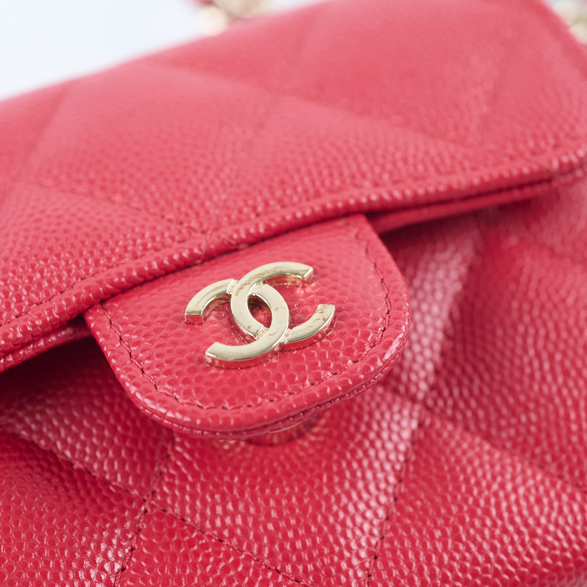 Chanel Caviar Leather Quilted Flap Card Holder with Chain - Red Series 31 | Luxury Wristlet Wallet for Women | Perfect for Parties, Date Nights & Everyday Use