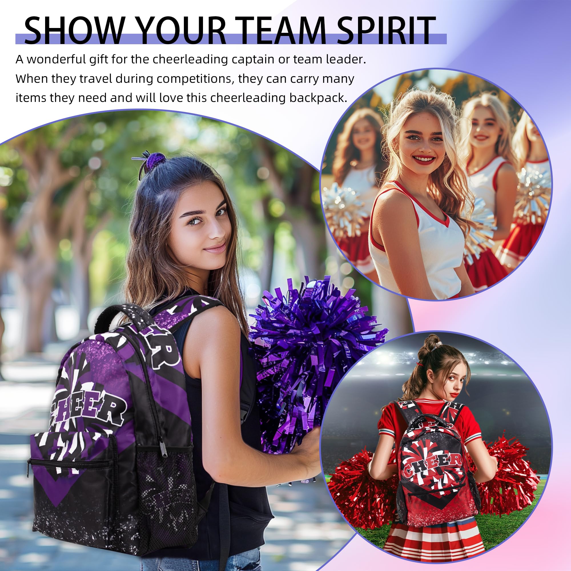 Cheerleader Gifts Backpack 17 Inch - Stylish Cheerleading Backpack for Women & Girls - Perfect Cheer Gifts for Practice, Games & Competitions - Durable 17