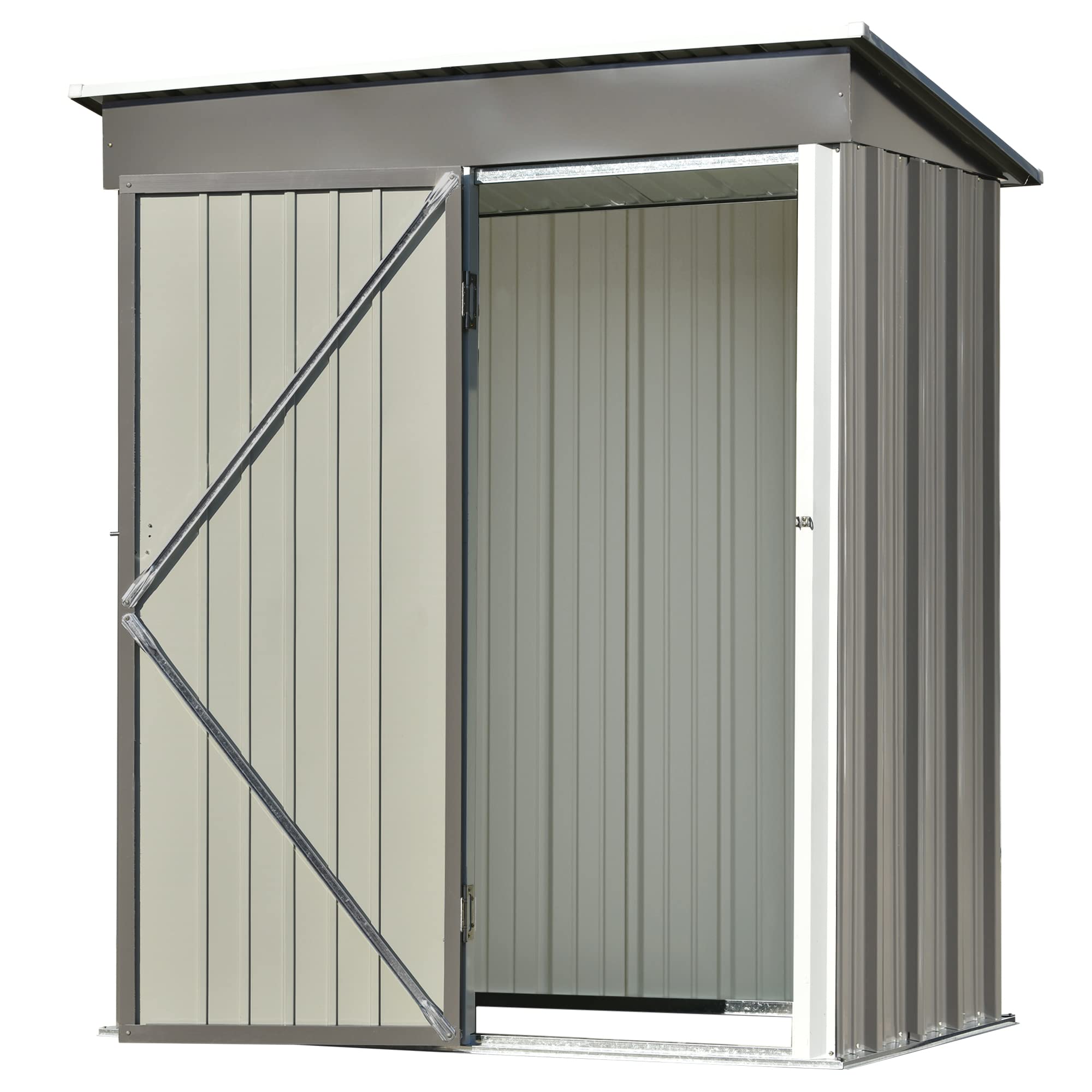 5x3 FT Galvanized Metal Outdoor Storage Shed - Lockable Lean-to Tool Cabinet for Patio, Backyard, Lawn & Garden | Weatherproof Gray Shed for Yard Equipment, Gardening Tools & Outdoor Storage