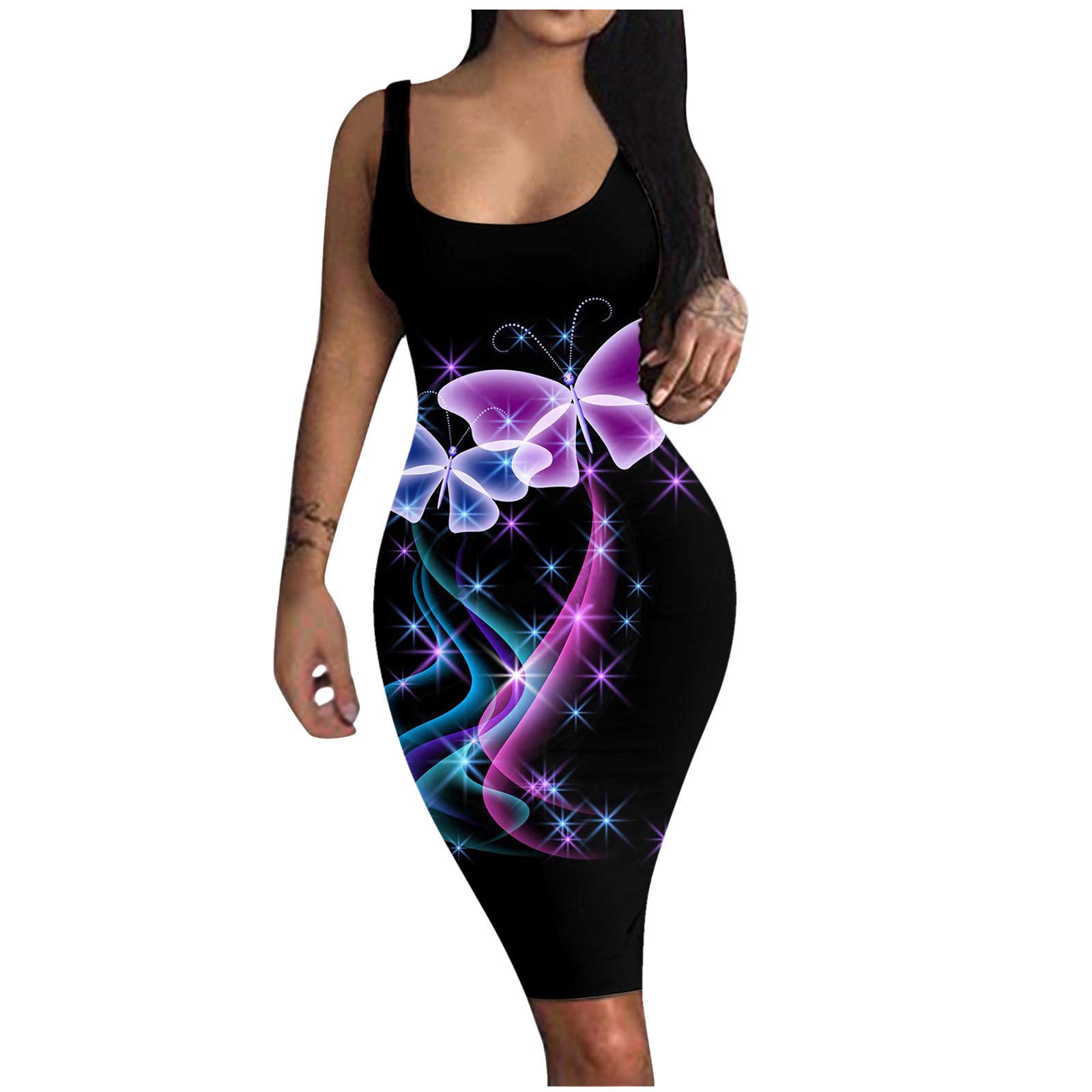 WoCoo Women's Sexy Tight Bodycon Dress - Sleeveless Ruched Tank Mini Dress with Crew Neck for Club, Party & Night Out | Casual & Formal Wear for Women