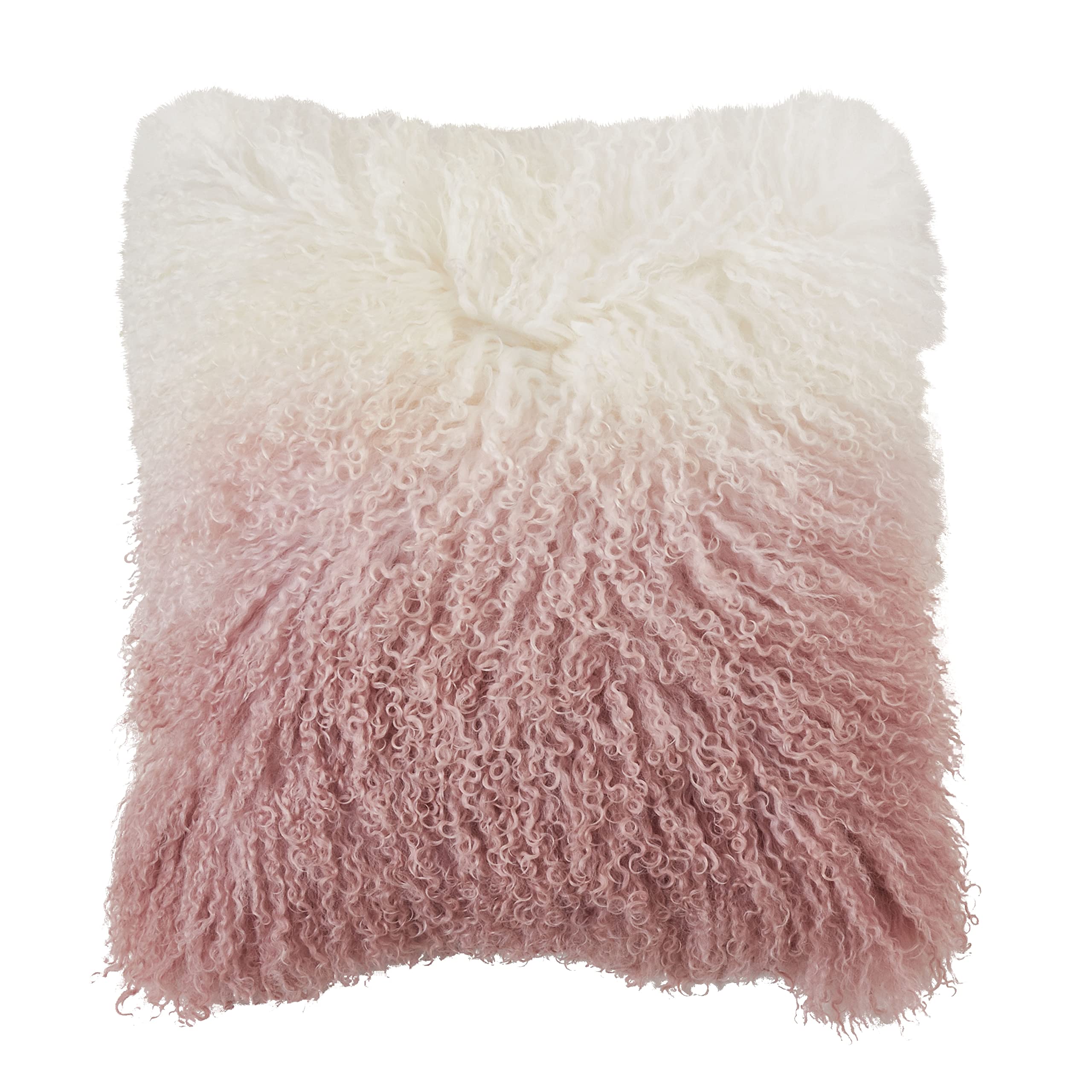 Luxury Ombre Lamb Fur Throw Pillow - Soft Faux Fur Decorative Cushion Cover for Sofa, Bed, Chair - Cozy Home Decor Accent for Living Room, Bedroom & Nursery