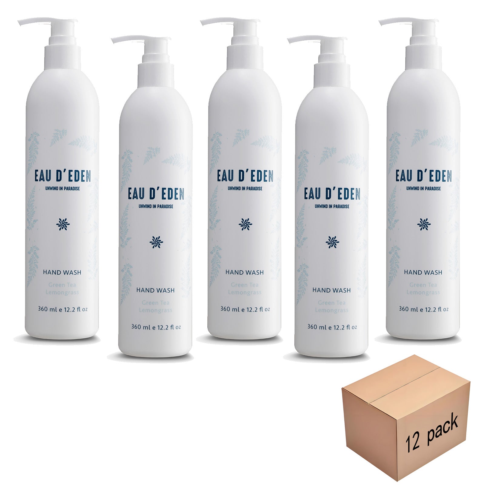 EAU D'EDEN 12 Pack Hand Soap Refill - 12.2oz/360ml Each - No Drill Wall Mount Shower Dispenser for Bathroom, Kitchen & Laundry - Bulk Liquid Soap Refills for Home, Office & Commercial Use