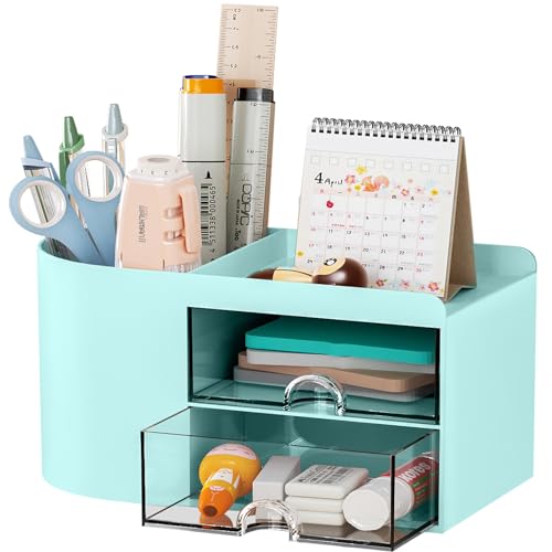 Pen Holder 2 Drawer Blue-03