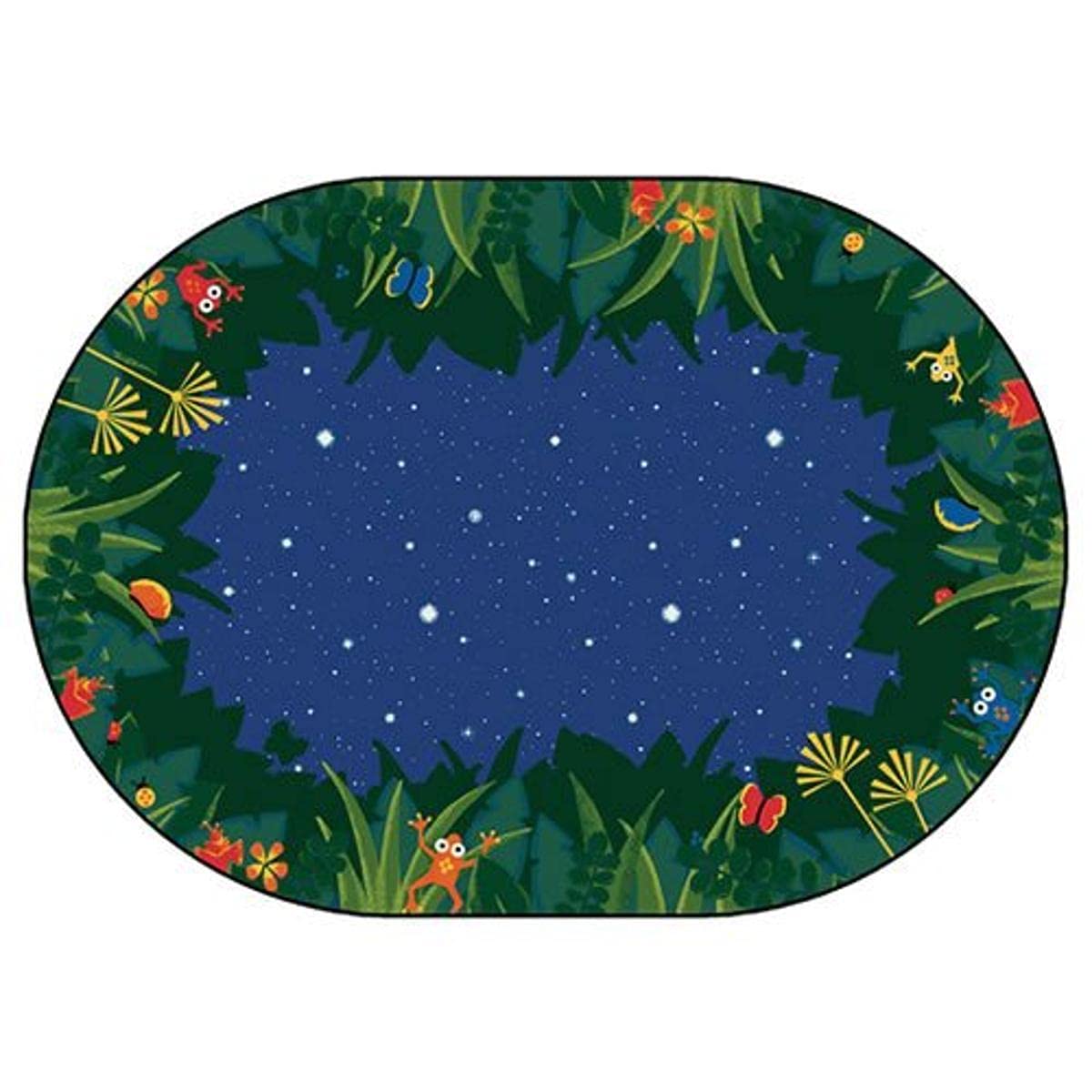 Peaceful Tropical Night Kids Rug 6x9 ft Oval Blue - Soft Classroom Carpet for Children & Teens | Perfect for Bedroom, Playroom & Daycare Decor