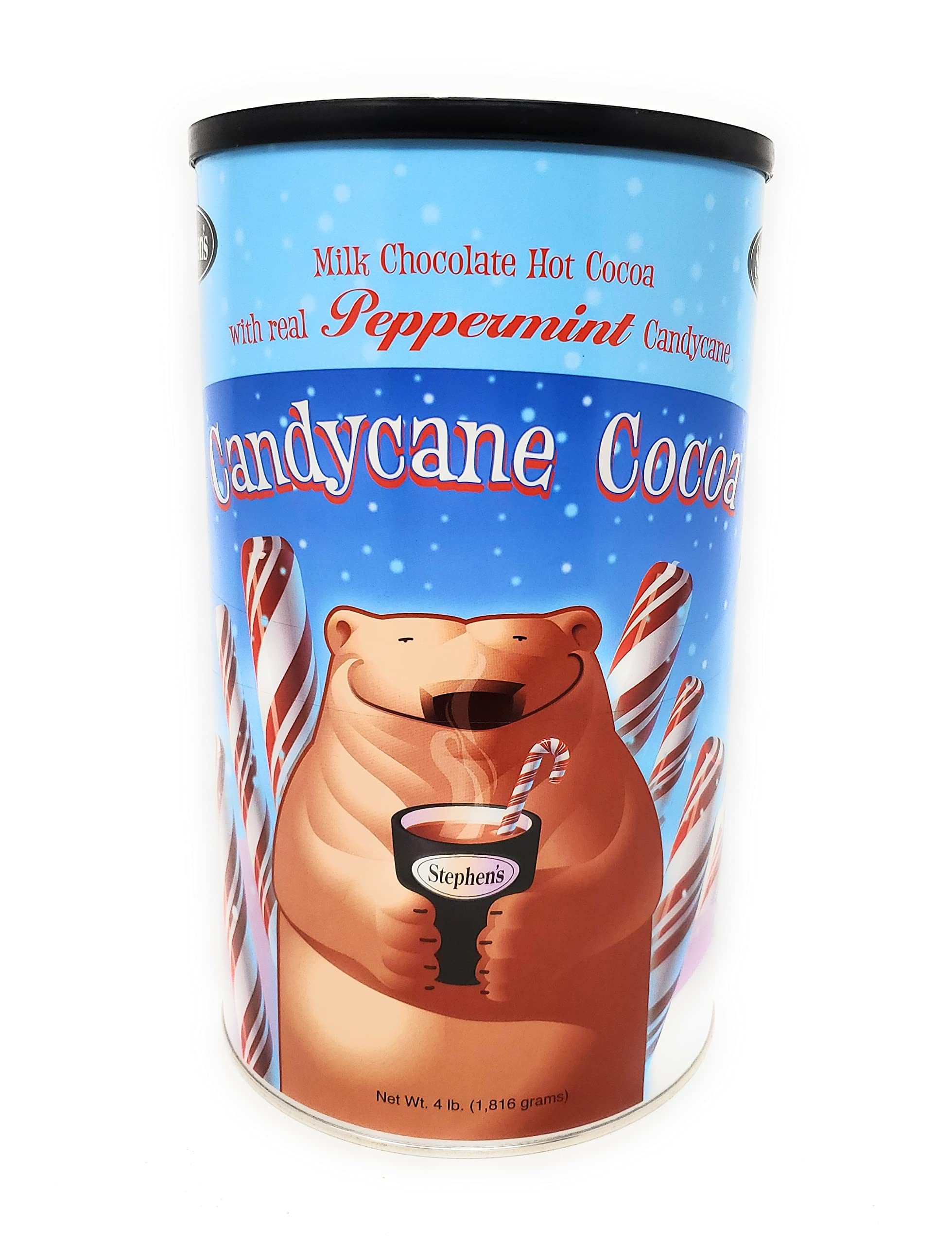 Stephen's Gourmet Cocoa - Candy Cane Flavor, 4lb Canister | Premium Hot Chocolate Mix for Holidays, Gifts & Cozy Winter Nights
