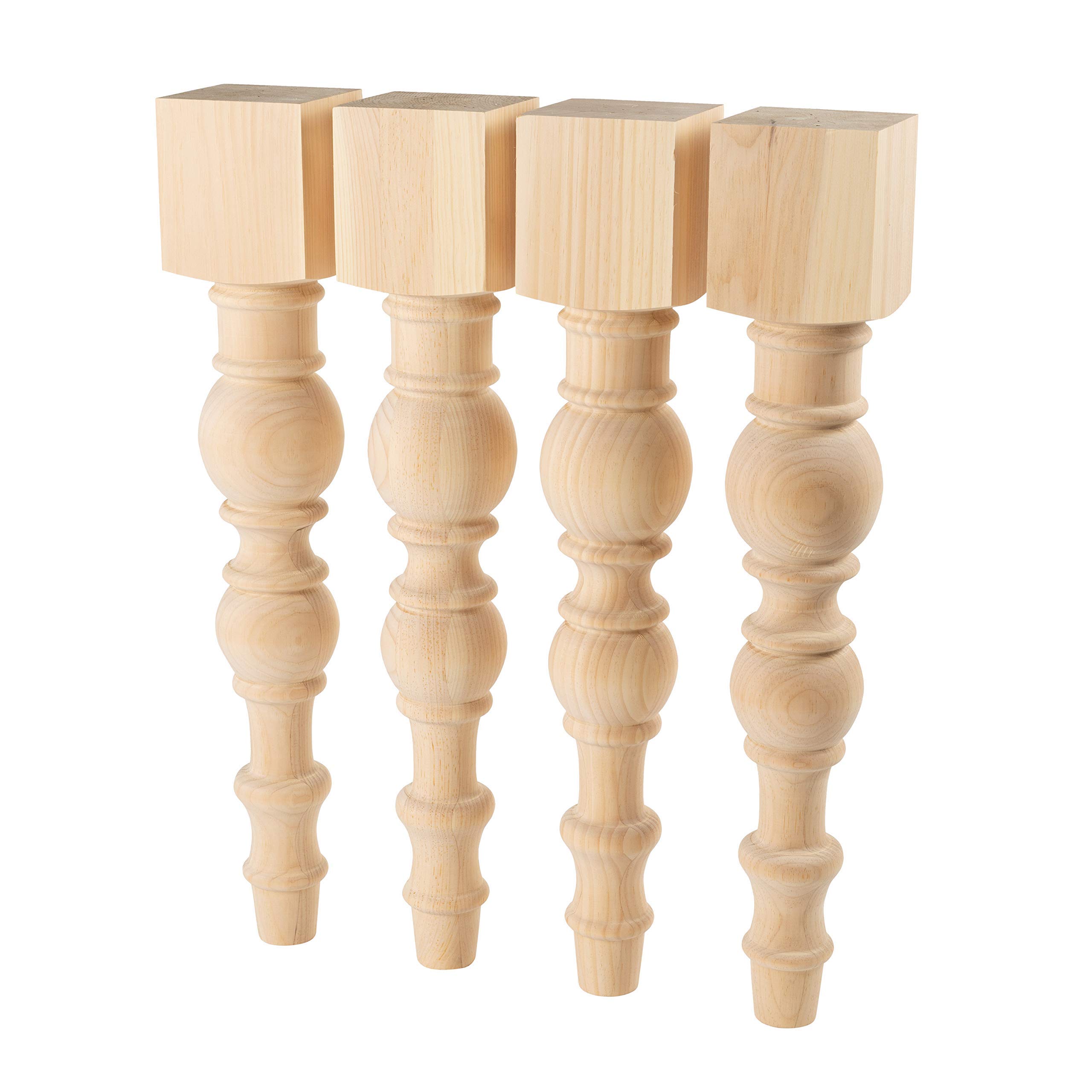 Modern Farmhouse Dining Table Legs Set of 4 - Unfinished Turned Wooden Legs 5
