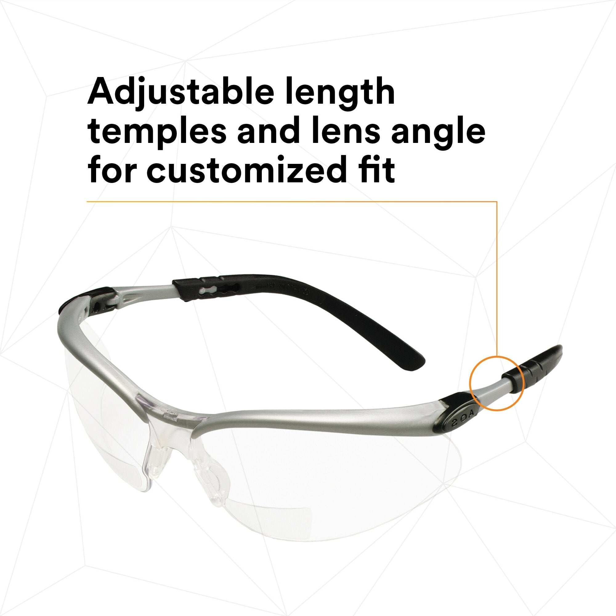 3M BX Reader Protective Eyewear 11374-00000-20 - Clear Lens Safety Glasses with Silver Frame - Perfect for Reading, Lab Work & DIY Projects