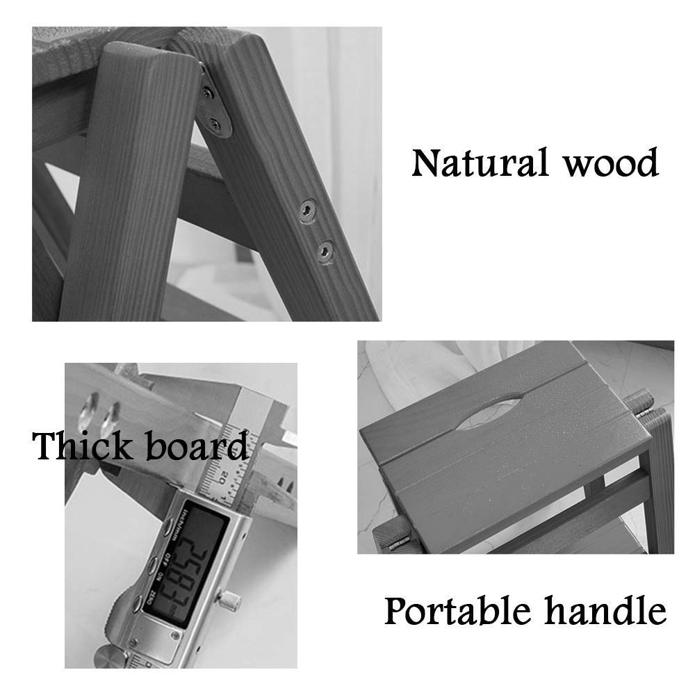 Foldable Wooden Step Stool with 3 Steps - 150kg Weight Capacity, Multi-Functional Ladder for Home, Library, Kitchen, and Office Use - Compact & Space-Saving Design