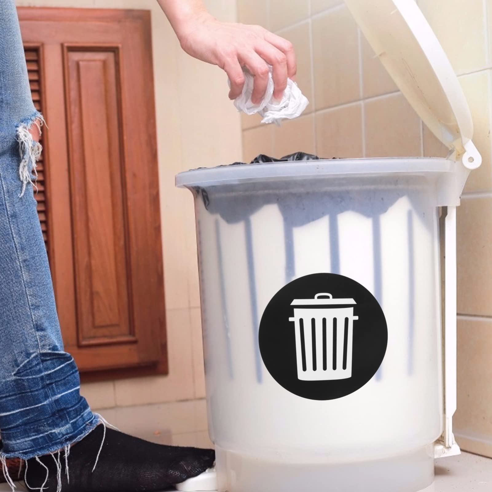12pcs Trash Can Sign Stickers - Large Office Garbage Bin Decals, Self-Adhesive PVC Waste Labels for Recycling & Organization | Perfect for Office, Home, Kitchen & Commercial Spaces