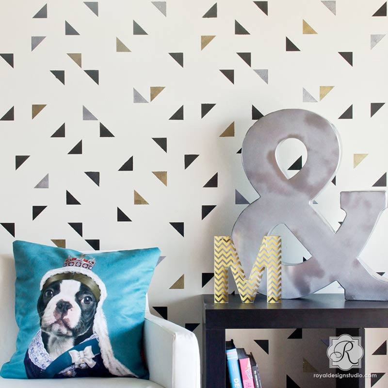 Aztec Triangles Wall Stencil - DIY Geometric Wall Art Decal for Home Decor | Perfect for Living Room, Bedroom, and Nursery Accent Walls