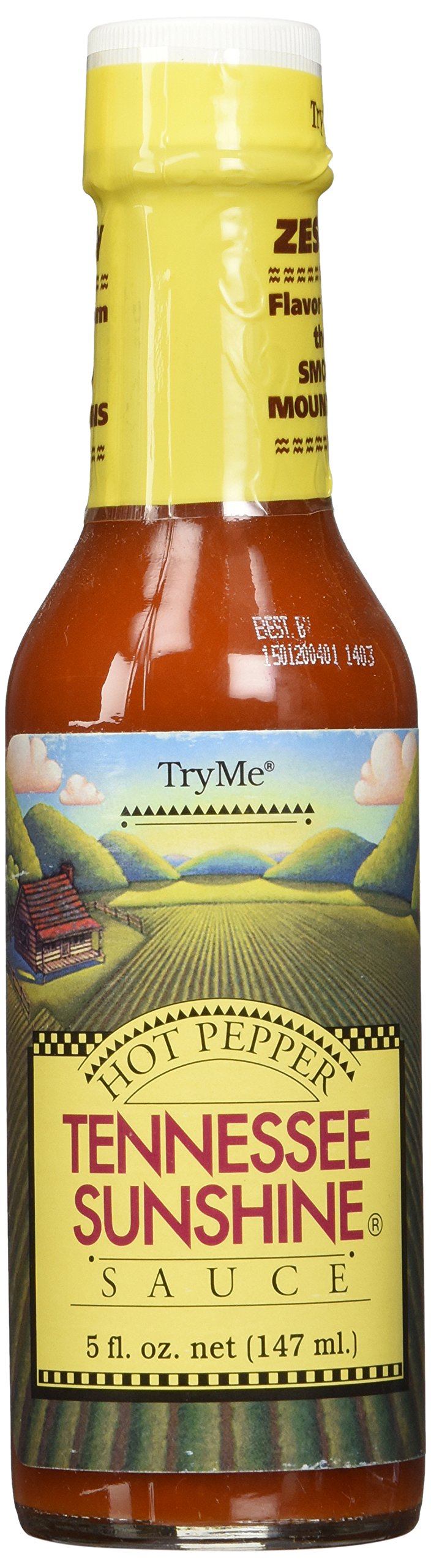 TryMe Tennessee Sunshine Hot Pepper Sauce - 5 oz. Bottle (Pack of 6) | Spicy Flavor for Wings, Tacos, Burgers & BBQ | Made in USA