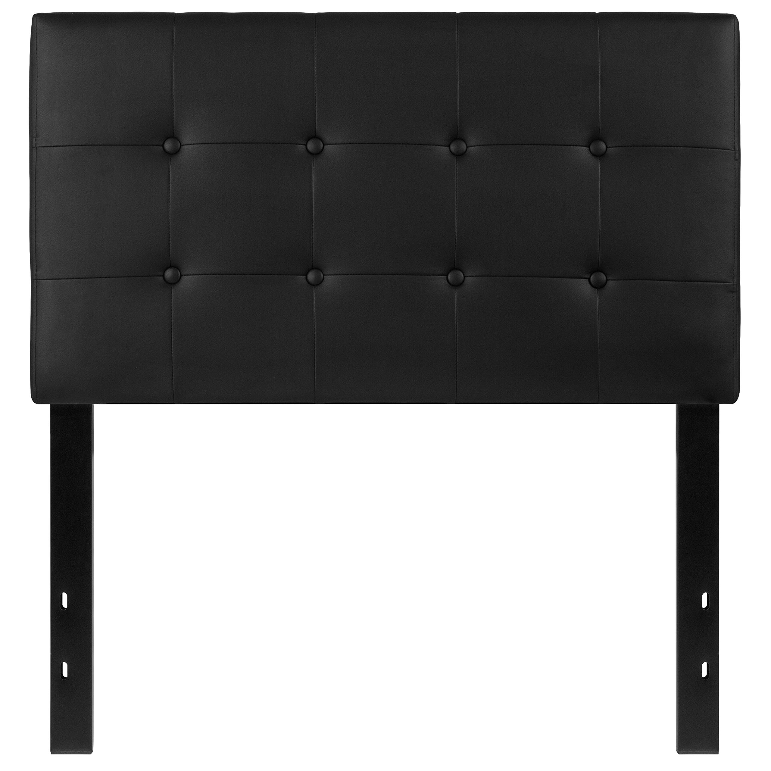 BSD National Supplies Andover Twin Size Black Vinyl Upholstered Tufted Headboard - Modern Bedroom Decor for Small Spaces & Dorm Rooms