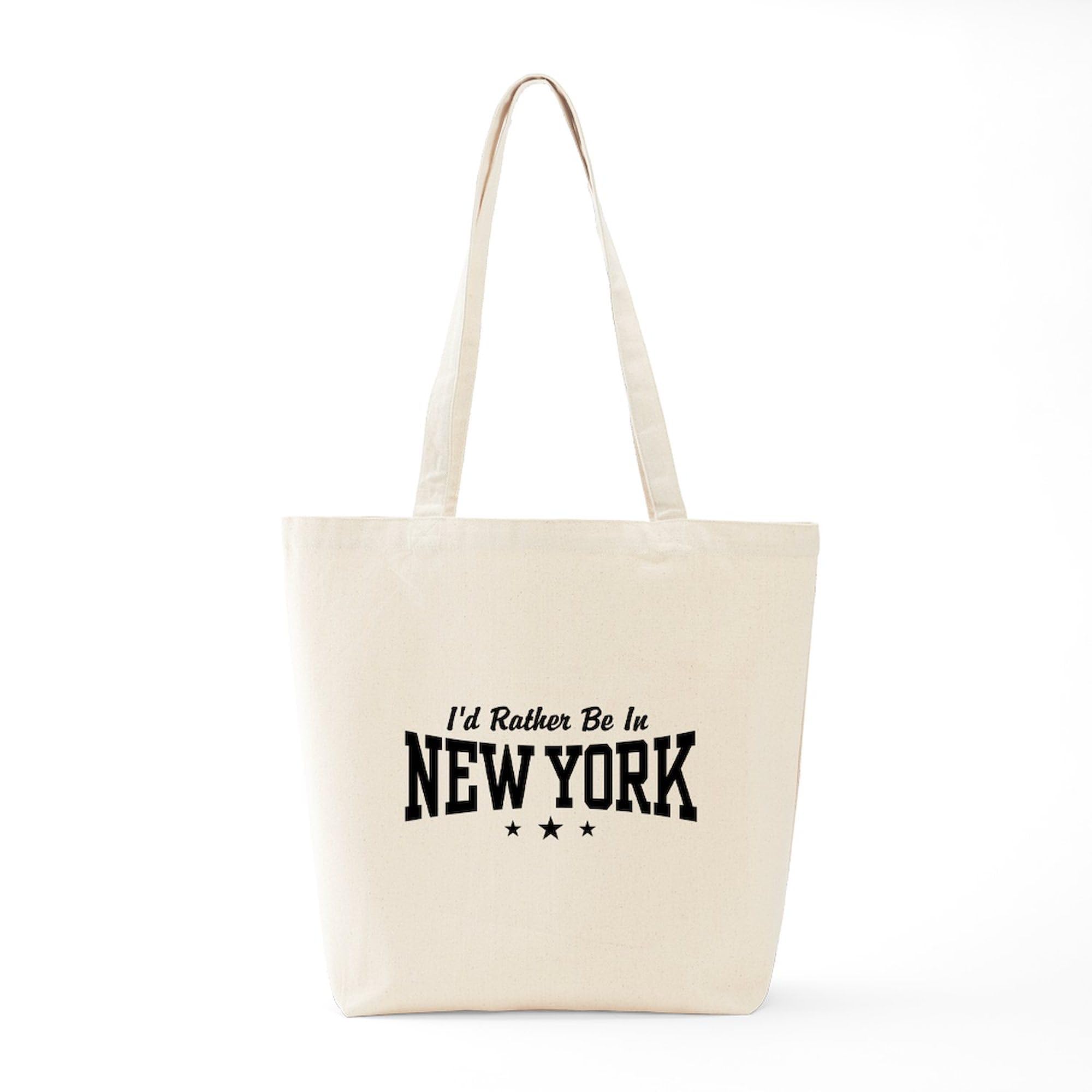 I'd Rather Be In New York Tote Bag - Natural Canvas Reusable Shopping Bag for Groceries, Beach & Travel