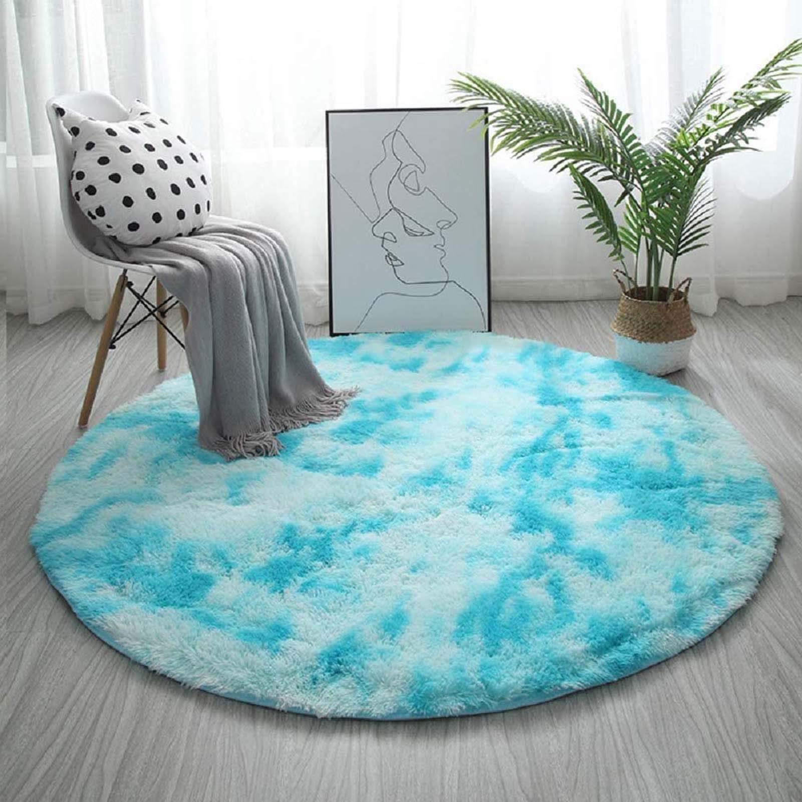 WZDD Fluffy Soft Shaggy Area Rug 47x47 Inches - Plush Bedroom Carpet for Kids, Nursery, Living Room | Non-Slip Floor Mat for Home Decor & Play Area