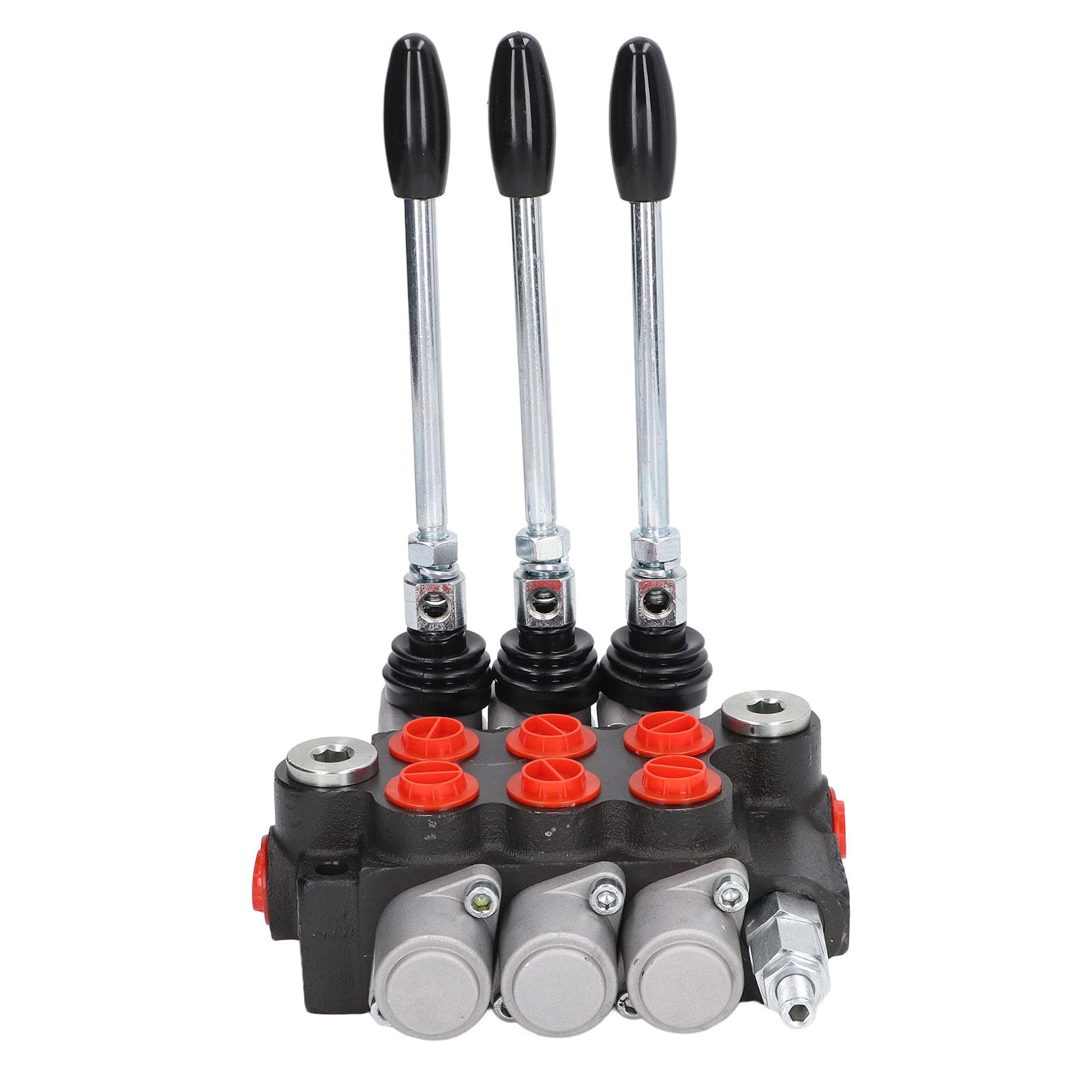 Eujgoov 3 Spool Hydraulic Control Valve - Double Acting Cast Iron Loader Valve P40-3OT for Tractors, Excavators & Heavy Equipment Hydraulic Systems