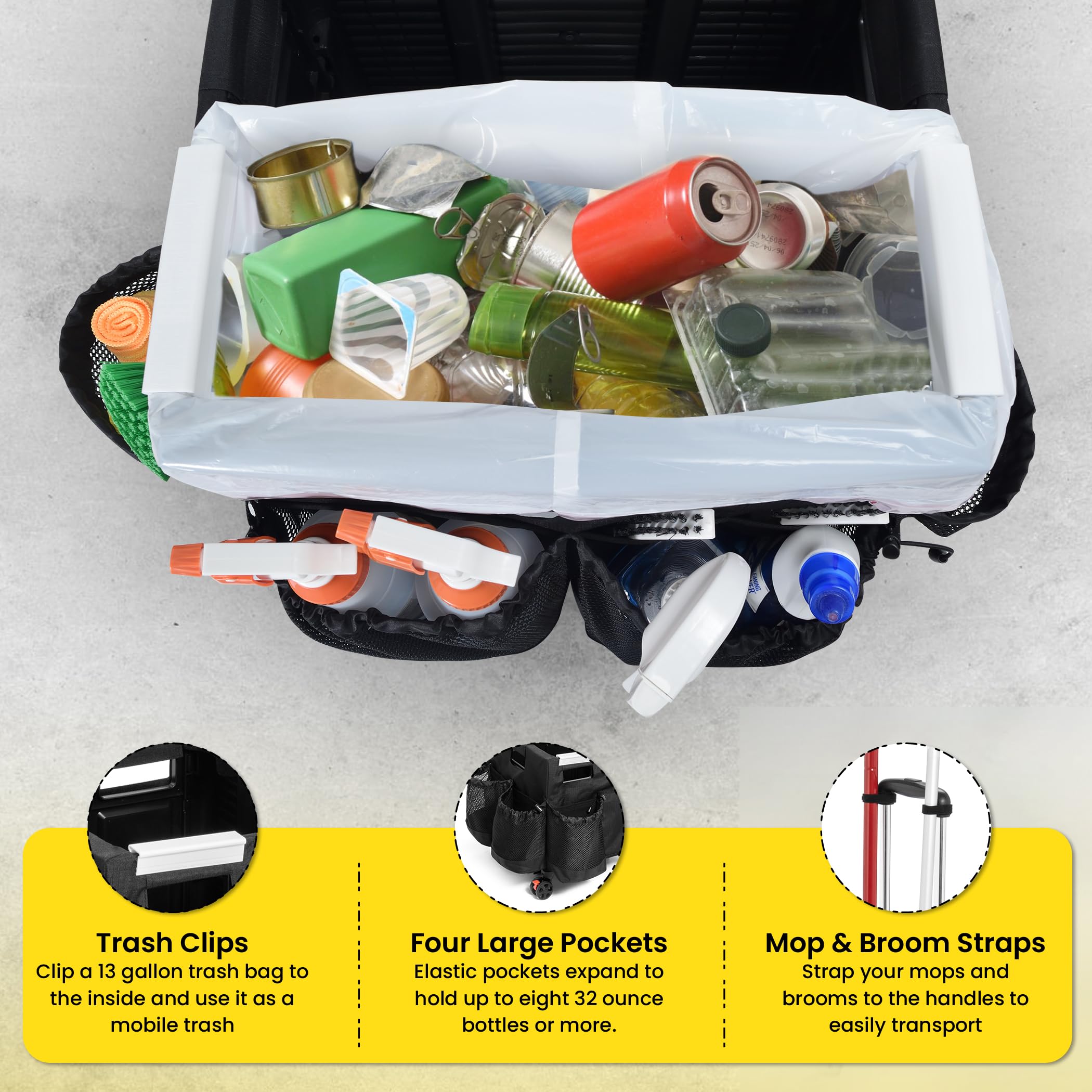 Wheelie Clean - Stair Climbing Cleaning Caddy Organizer with Wheels | Portable Cleaning Supplies Storage for Bathroom, Kitchen & Home Use