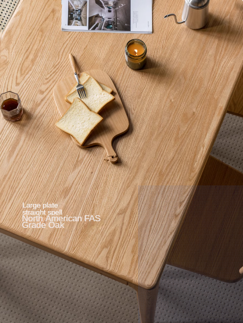 Solid Oak & Ash Wood Rectangular Dining Table - Rustic Log Style for Farmhouse, Cabin & Country Home Decor
