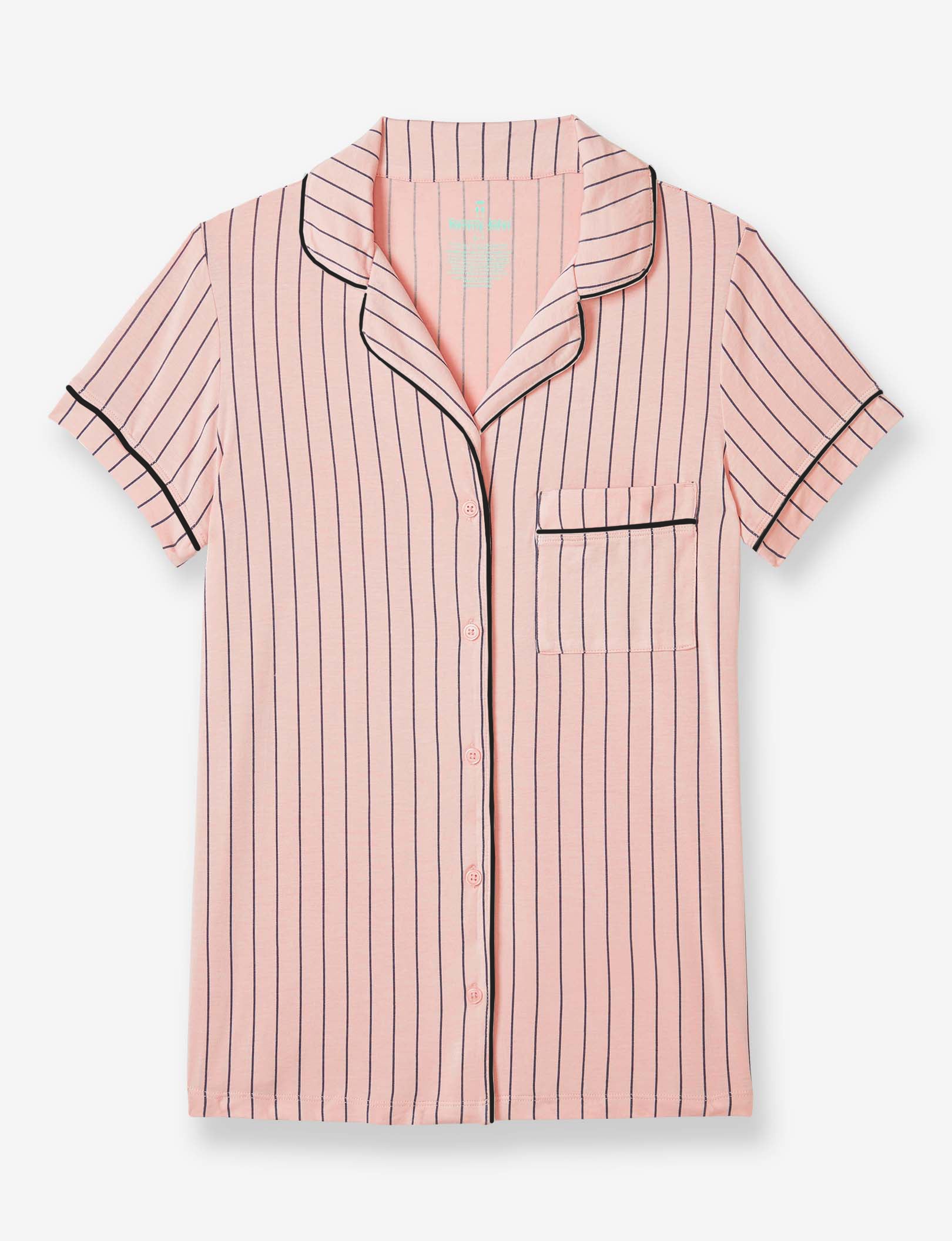Women's Soft Cotton Short Sleeve Pajama Top - Comfy Sleepwear for Lounge & Nighttime Relaxation at Home