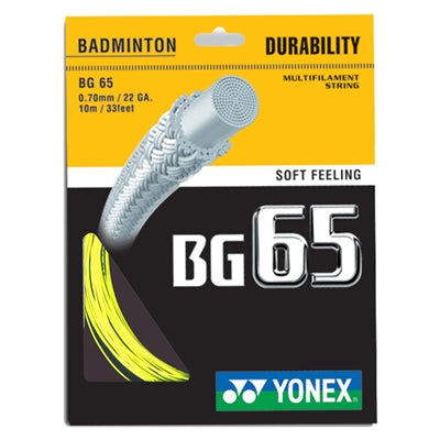 Yonex BG65 Badminton String - High Performance Synthetic Gut for Durability & Control | Perfect for Tournaments & Recreational Play