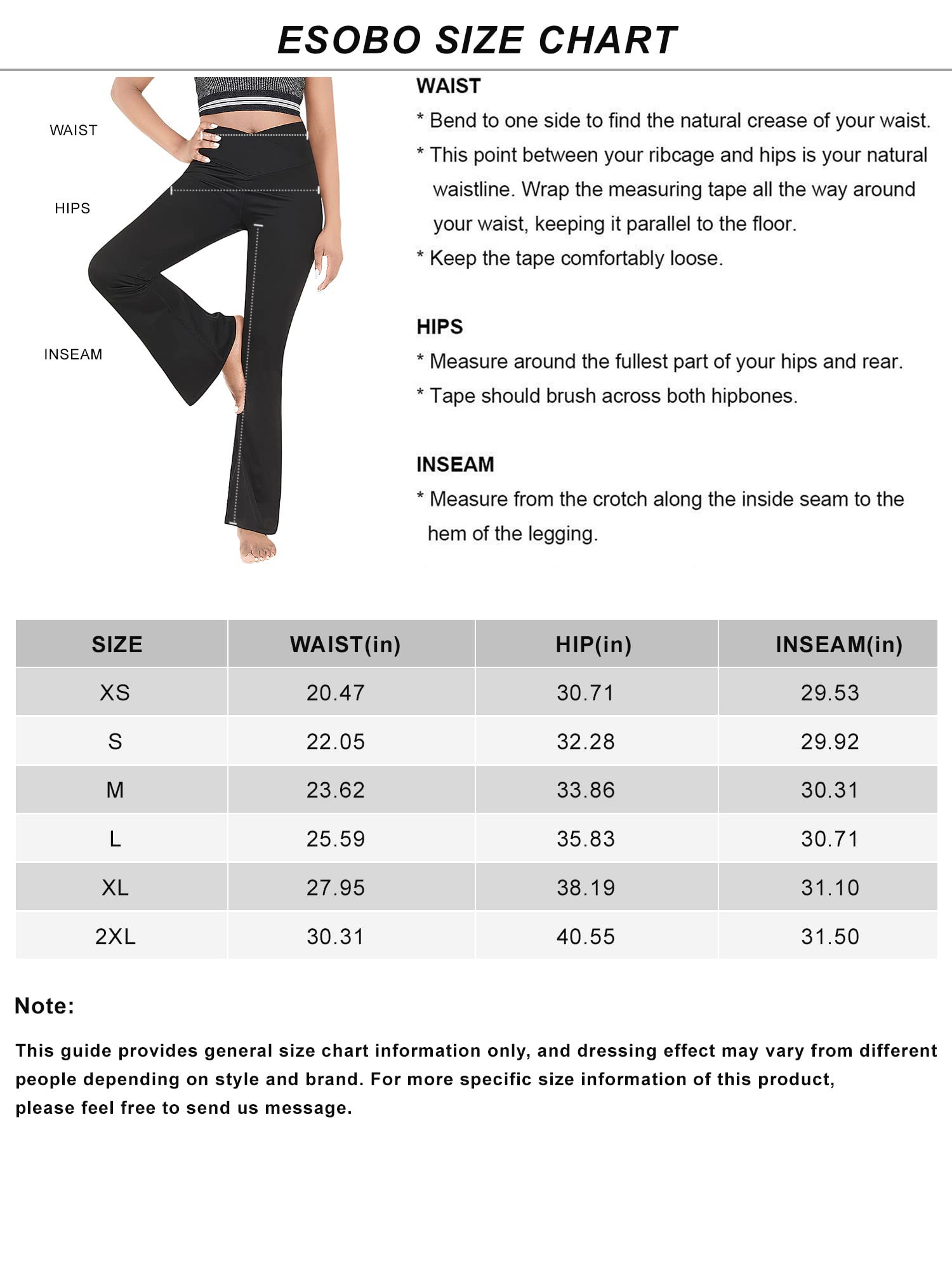 Esobo Women's High Waisted Bootleg Yoga Pants - Wide Leg Flare Workout Pants for Yoga, Gym & Office - Comfortable Bootcut Dress Pants for Casual & Professional Wear