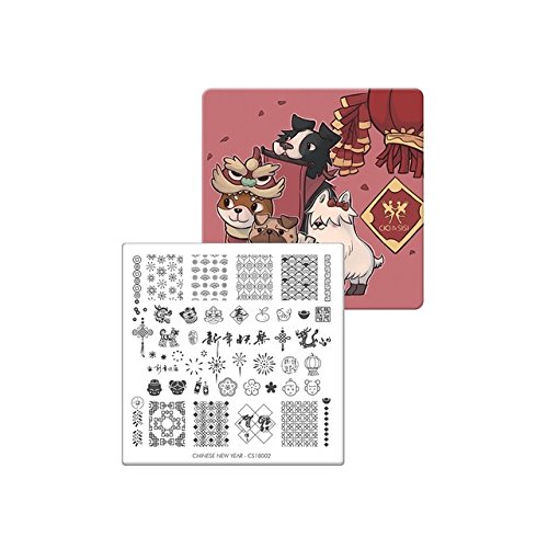 Chinese New Year Dog Nail Art Stamping Plates - 10PCS Zodiac Animal Nail Design Templates for DIY Manicure, Acrylic Nail Stamp Kit for Home Salon & Holiday Party Nail Art