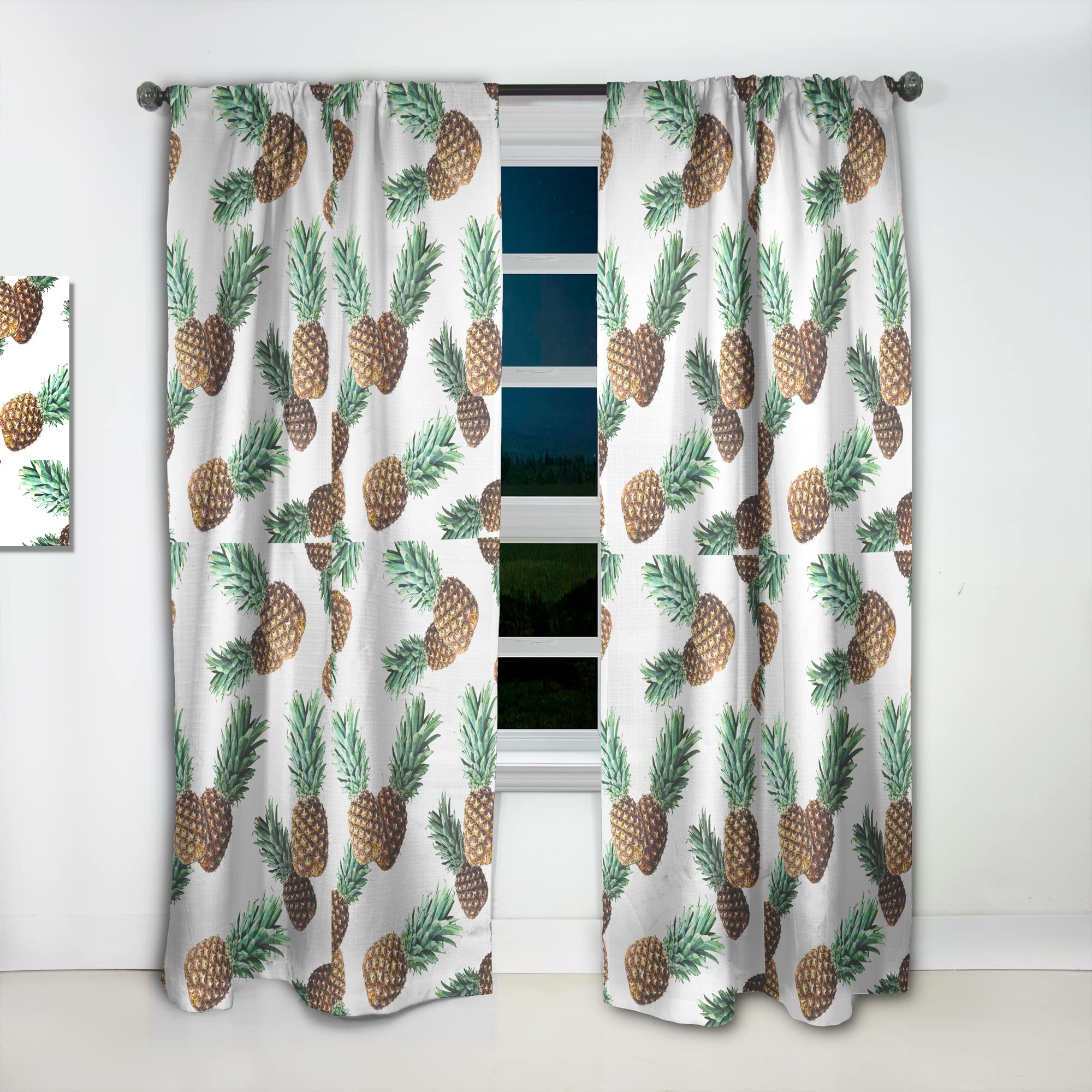 Pineapple Summer Bliss V Thermal Insulated Curtains - 52x95 Inch Single Panel for Bedroom & Living Room - Blackout Drapes for Sun Protection & Energy Efficiency | Perfect for Coastal, Tropical, or Summer Home Decor