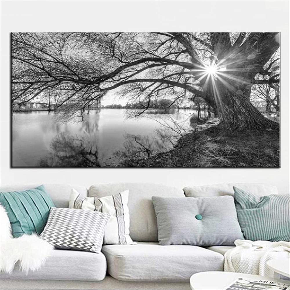5D Diamond Painting Kit - Black & White Landscape Tree DIY Art for Adults & Kids, Large 60x120cm (24x48in) Cross Stitch Embroidery Wall Decor | Perfect for Home Decor, Gift Idea & Stress Relief Activity