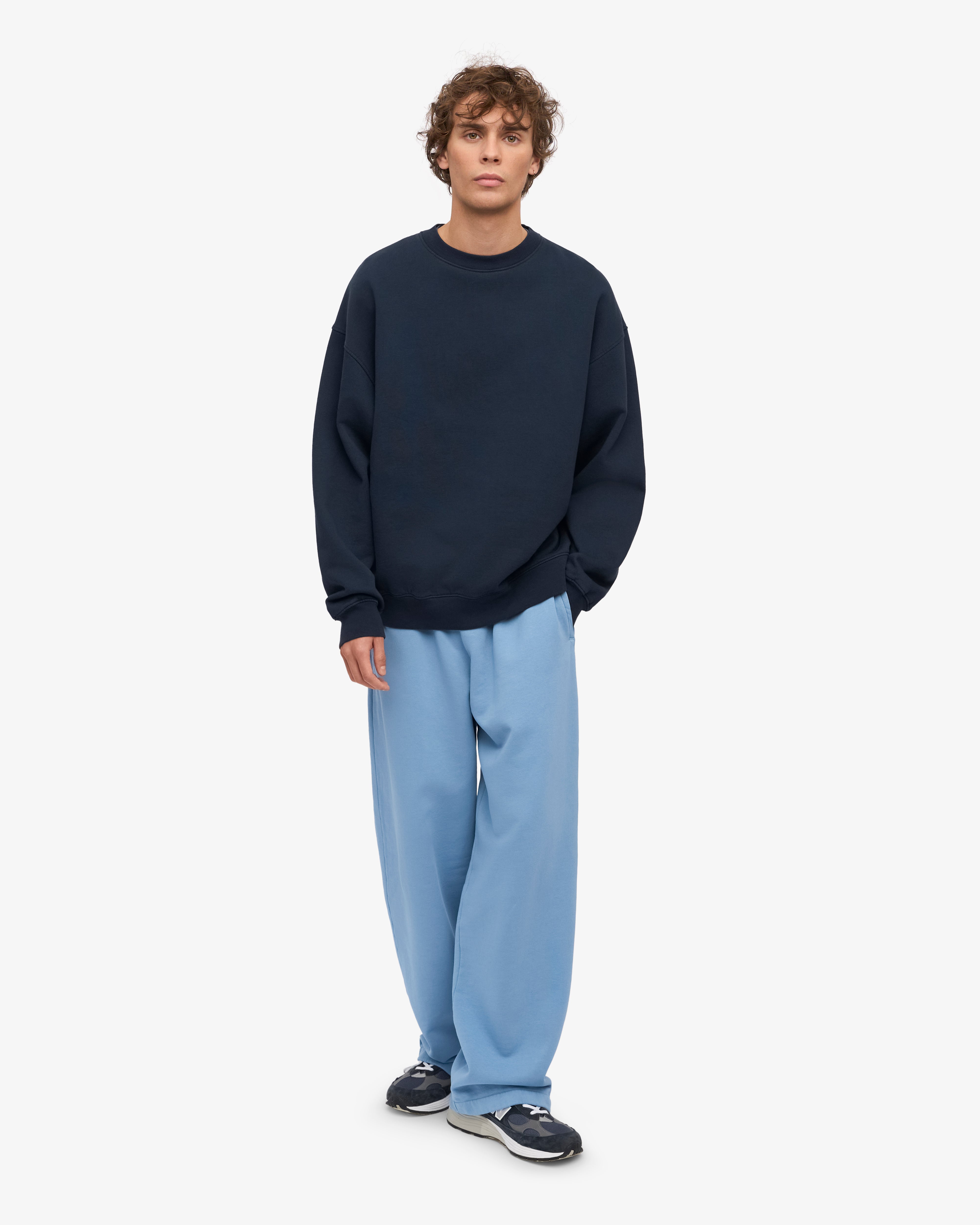 Organic Oversized Crewneck Sweatshirt - Navy Blue - Soft & Comfortable Cotton Pullover for Men & Women - Perfect for Casual Wear, Loungewear & Outdoor Activities