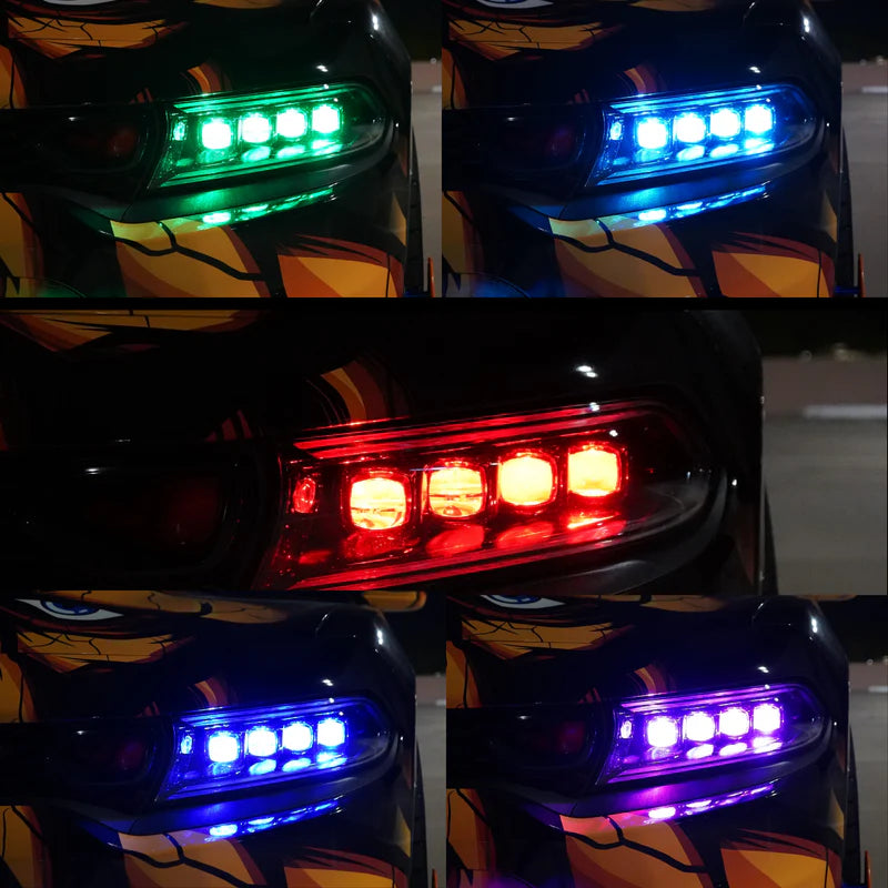 Multicolor Demon Eyes LED Lights - Dual Intensity RGBW with Remote Control for Cars, Motorcycles & Gaming Setups