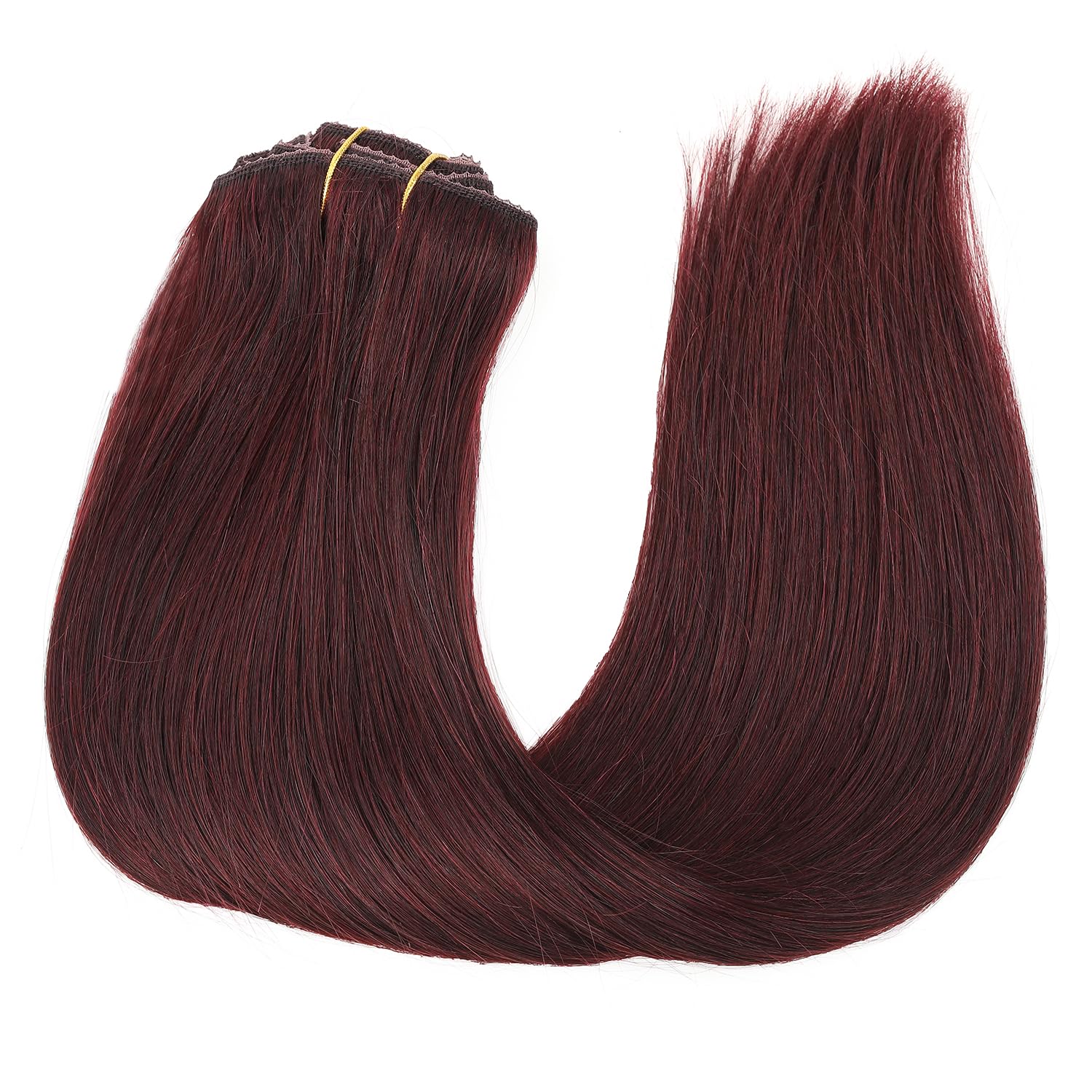 120g #99J Wine Red Clip-In Human Hair Extensions - 14 Inch 8pcs with 20 Clips, Straight Burgundy Hair Extensions for Women | Perfect for Parties, Weddings & Daily Styling