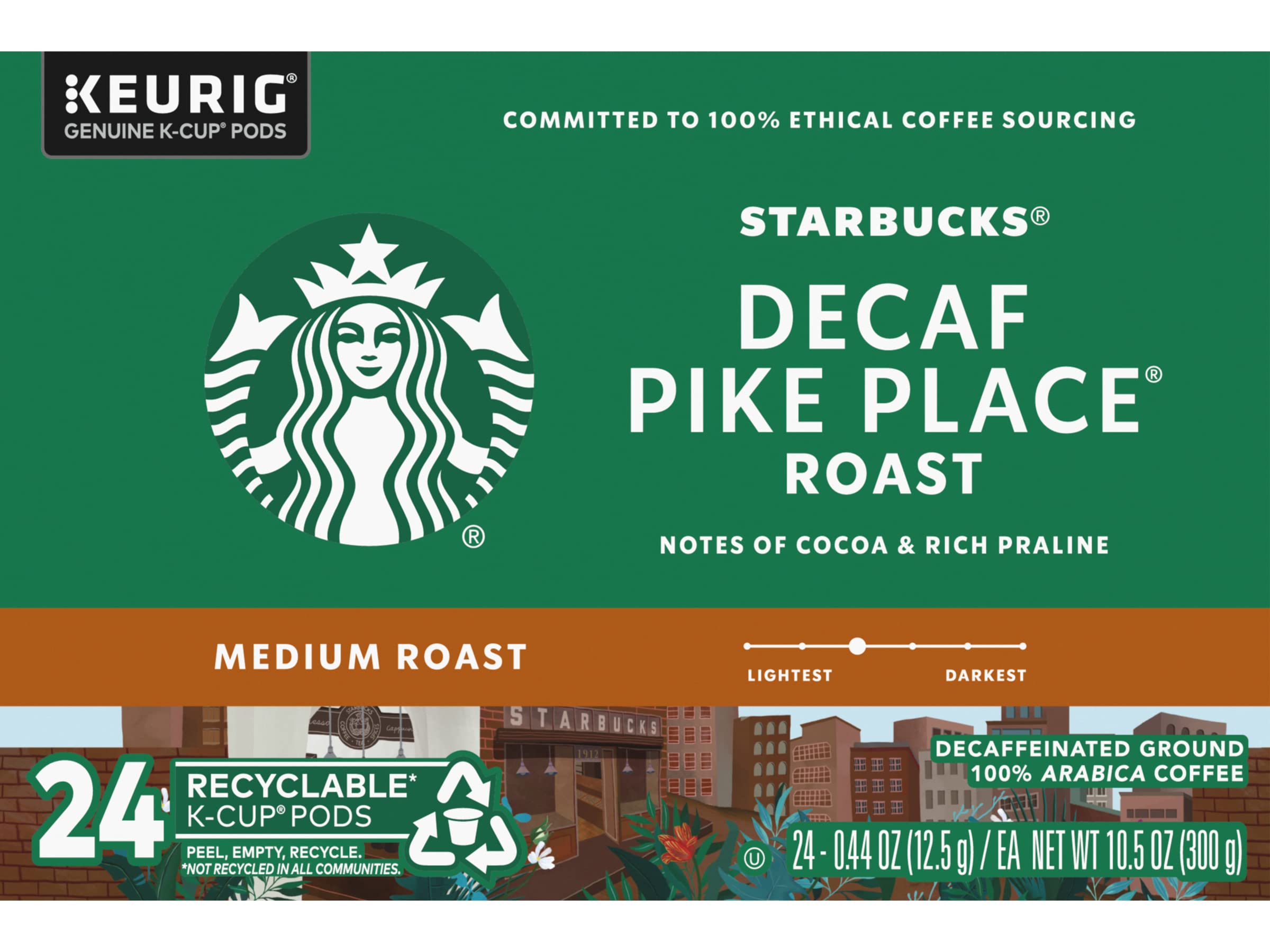 Premium Starbucks Decaf Pike Place Roast K-Cups Pods - 48 Count (2 Packs of 24) for Keurig Brewers | Smooth Medium Roast Coffee for Home, Office & Morning Energy Boost