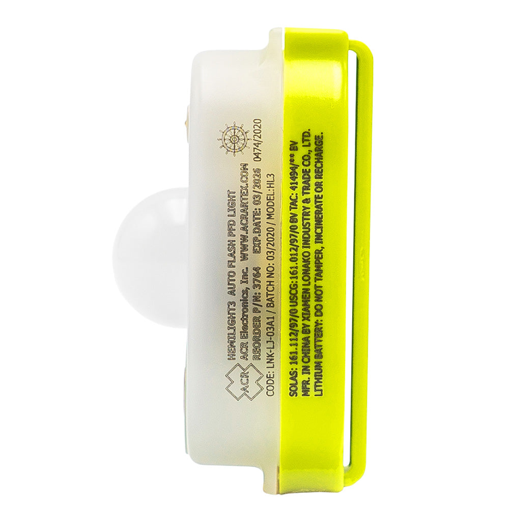 ACR HemiLight 3 Automatic Survivor Locator Light - Emergency Strobe Beacon for Boating, Aviation & Outdoor Safety [3764.1] - Perfect for Marine Rescue, Night Hiking & Survival Kits