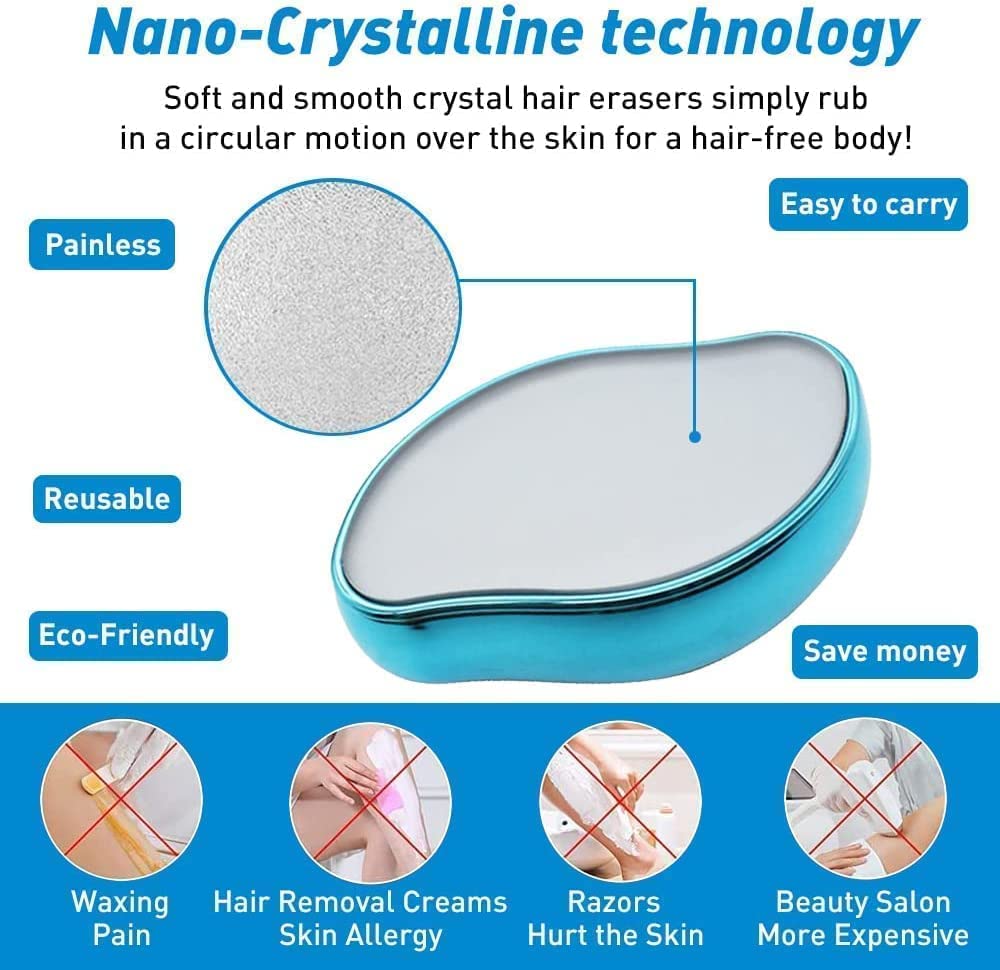 Calyrex Painless Nano Peel Hair Remover for Women & Men - Portable Crystal Razor for Arms & Legs Hair Removal | Easy to Use at Home, Travel & Salon