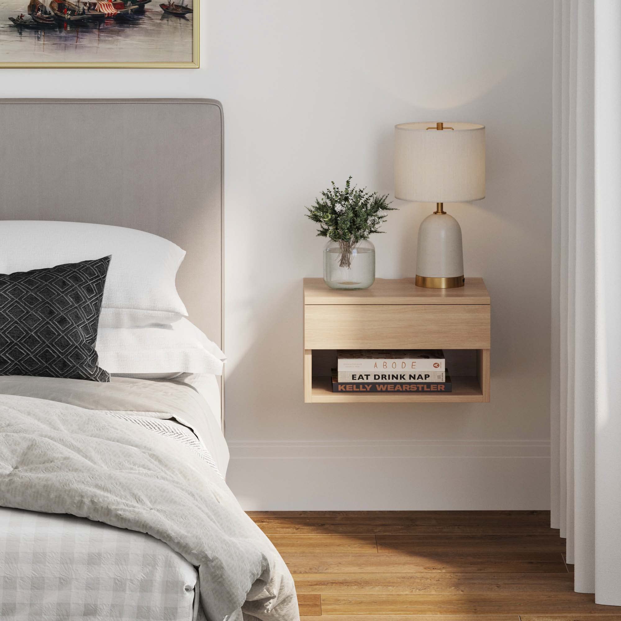 Nathan James Harper Nightstand - Modern Light Oak Wood Side Table with Storage Drawer, Perfect for Bedroom, Living Room or Office