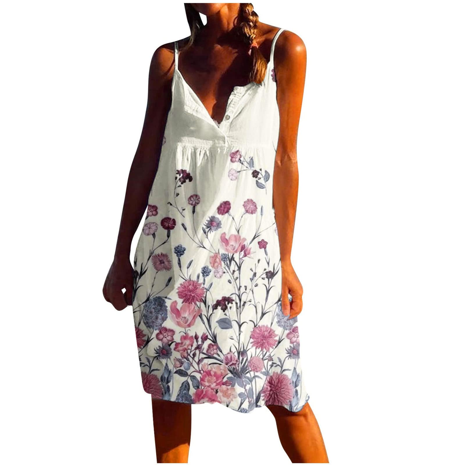 Women's Summer Spaghetti Strap Backless Mini Dress - Bohemian Floral & Tie Dye Beach Sundress for Vacation, Pool Party & Casual Outings