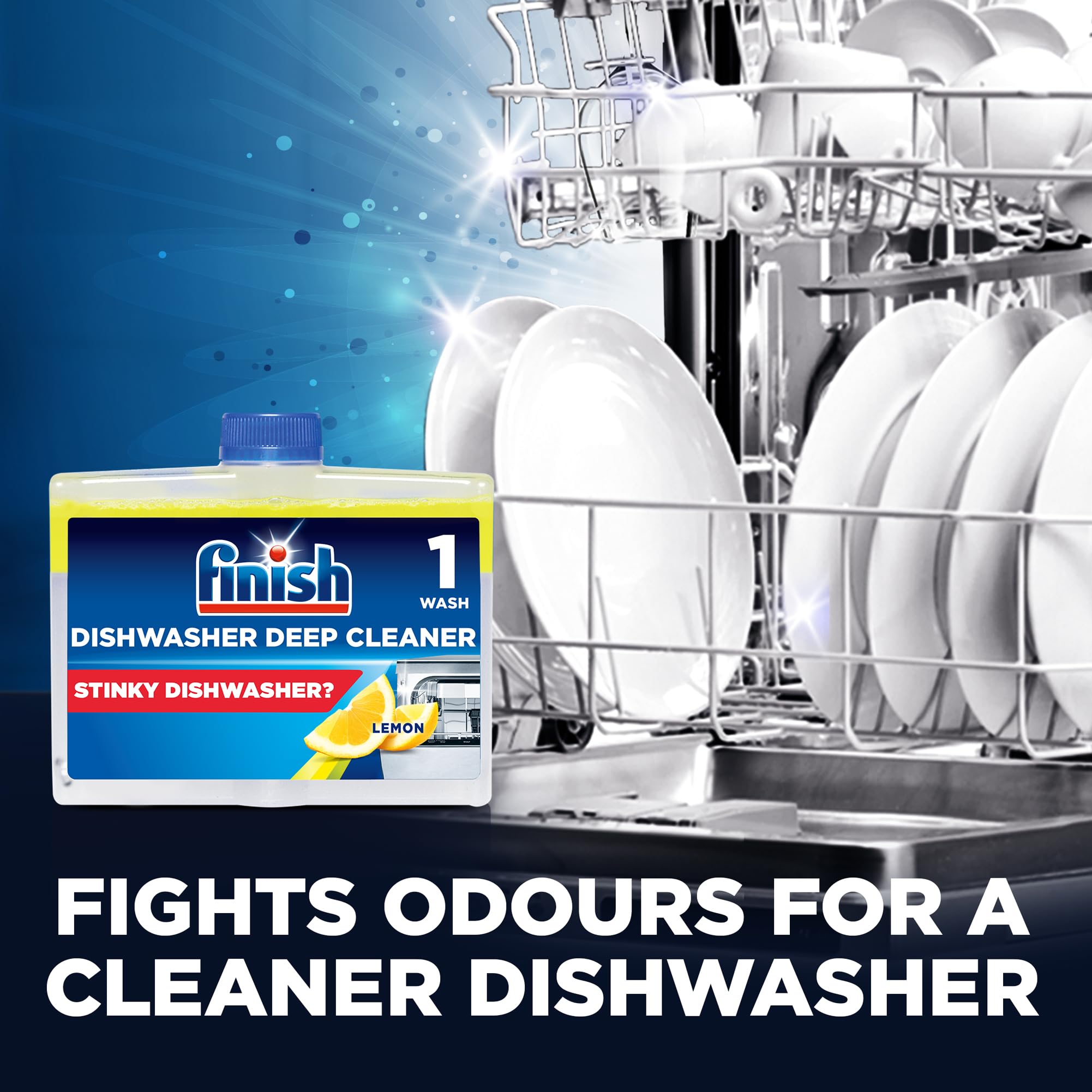 Finish Dishwasher Cleaner LEMON - Pack of 8 | Deep Cleans & Freshens Dishwasher | Removes Limescale & Buildup | For All Dishwasher Brands | Ideal for Kitchen, Home & Restaurant Use