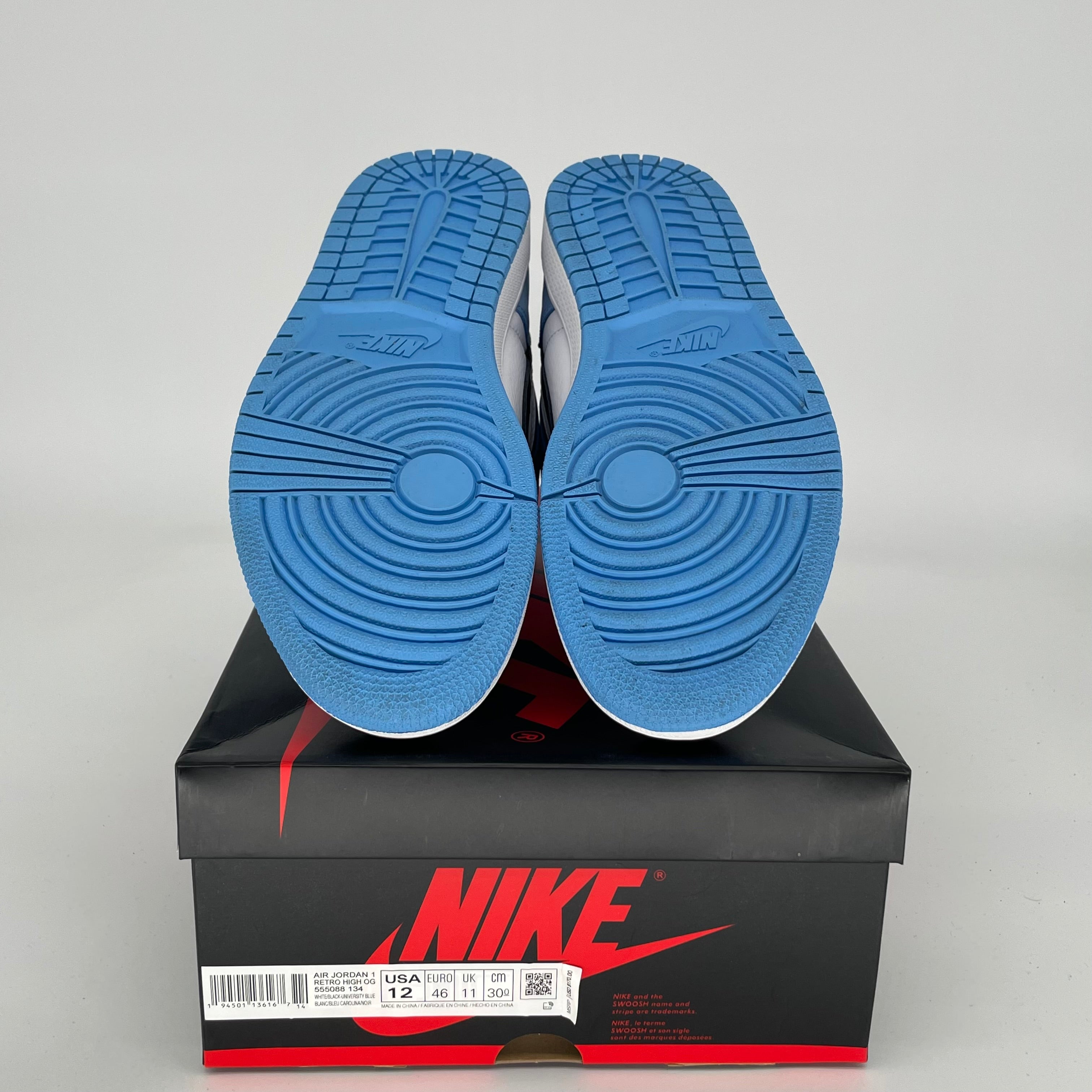 AIR JORDAN 1 UNIVERSITY BLUE Men's Basketball Shoes Size 12 - Retro High OG Style 555088-134 for Sneaker Collectors & Streetwear Fashion