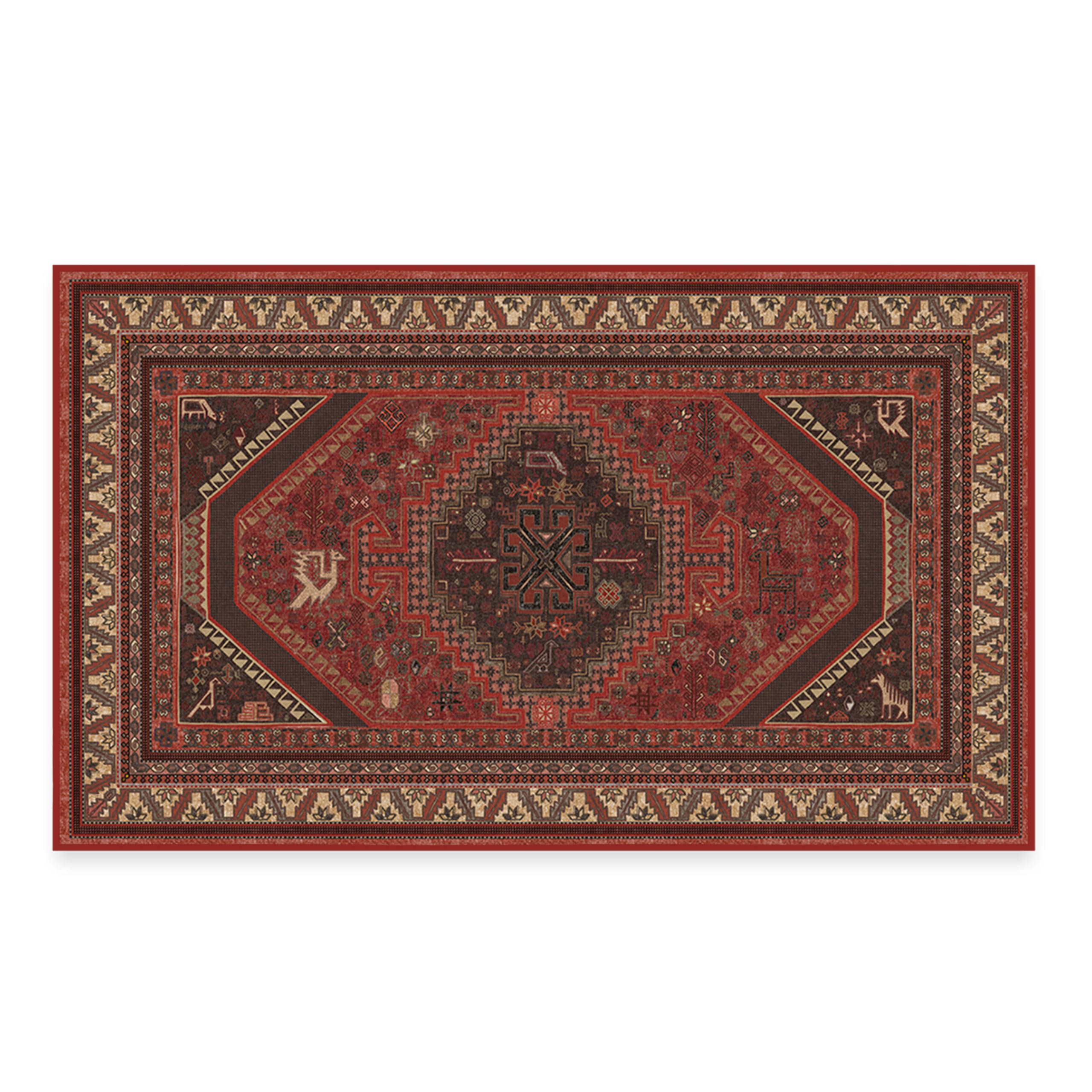 Ruggable Washable 3x5 Area Rug - Zareen Scarlet Red | Premium Non-Slip Farmhouse Rug for Living Room, Bedroom, Kitchen | Waterproof & Pet-Friendly Floor Mat for Home, Office & Classroom Decor
