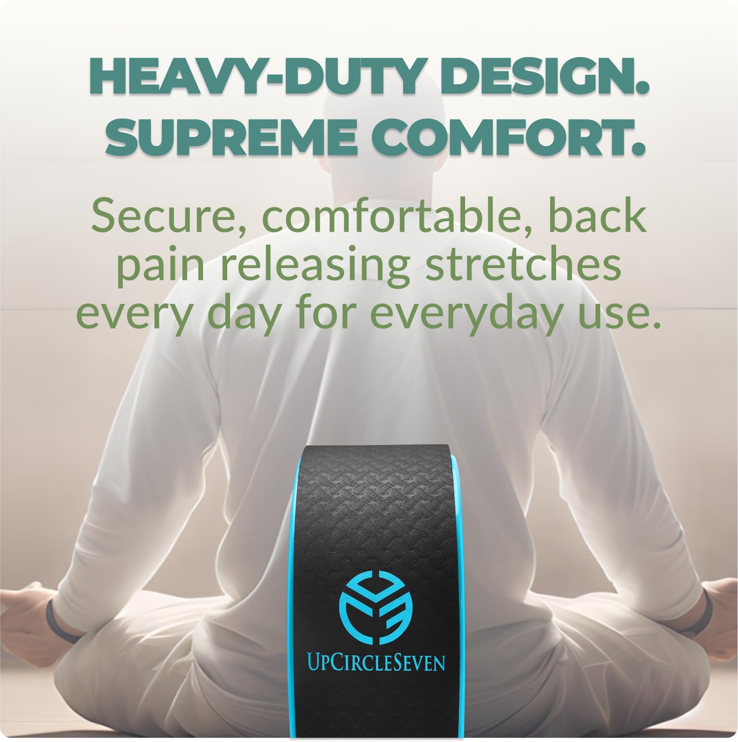 UpCircleSeven Back Roller & Yoga Wheel for Pain Relief - Therapeutic Spine Stretcher to Relieve Back Pain, Improve Mobility & Flexibility - Perfect for Yoga, Pilates & Post-Workout Recovery