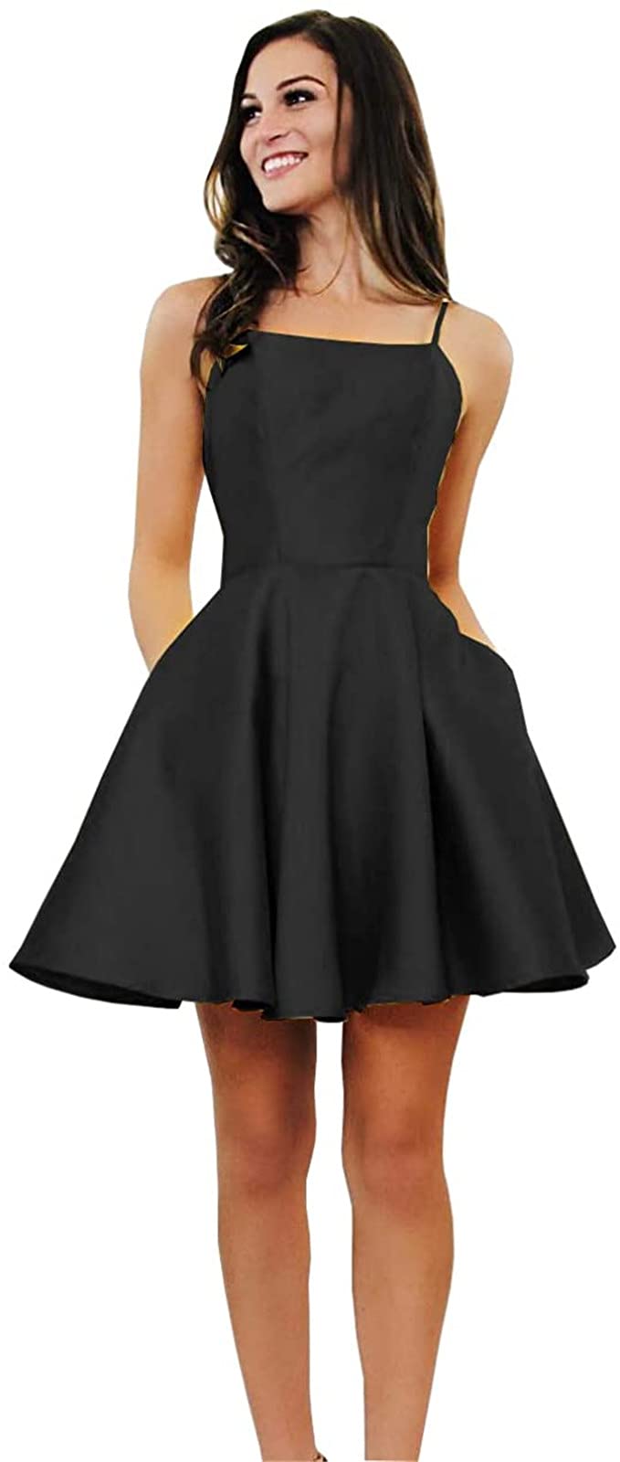 KAOSHAN Women's Short A-Line Homecoming Dress with Pockets - Satin Formal Party Gown for Prom, Cocktail, Wedding Guest & Special Occasions